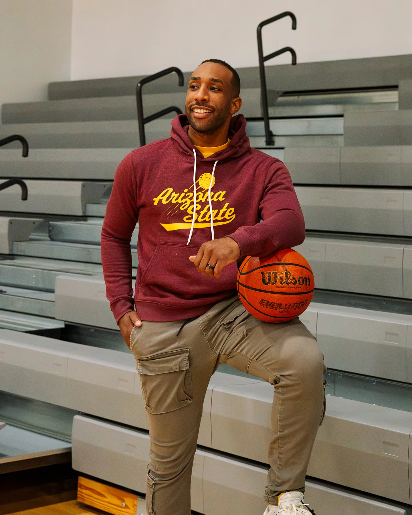 Arizona State Basketball Script Maroon Hoodie - Image 2