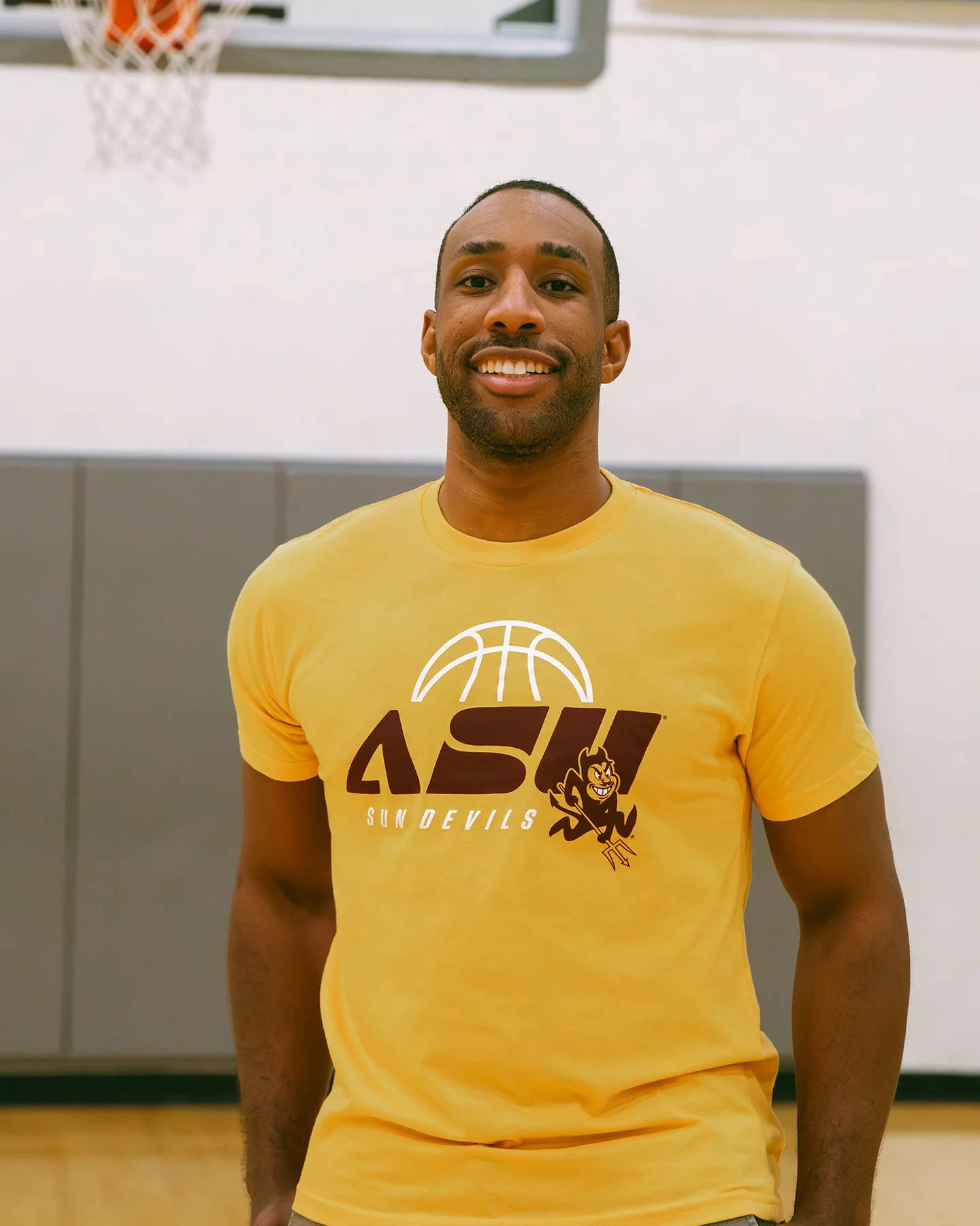 Arizona State Throwback Basketball Gold T-Shirt - Image 2