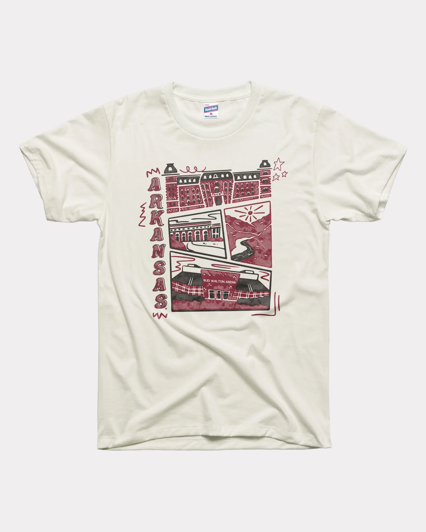 Arkansas Campus Landmarks Vintage White T-Shirt