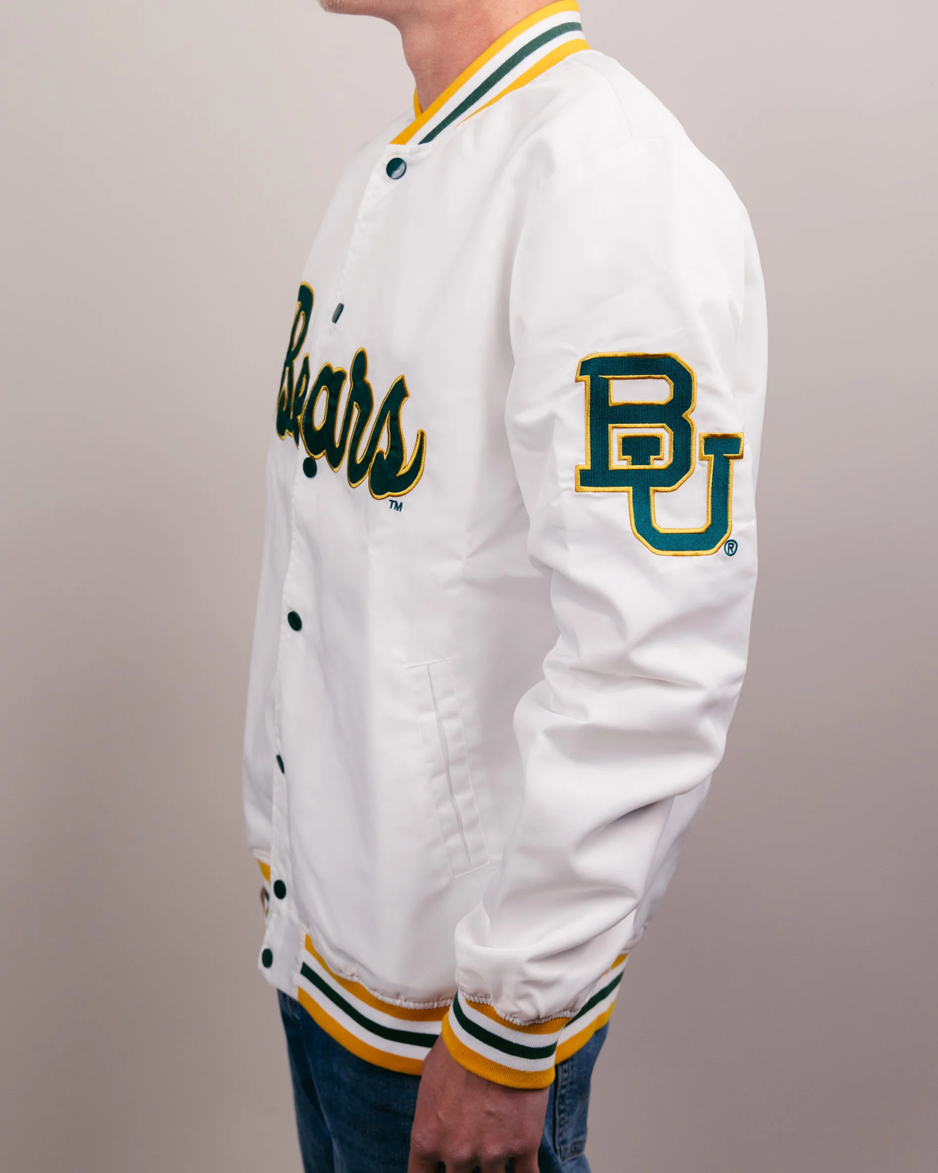 Baylor Bears White Letterman Jacket - Image 4