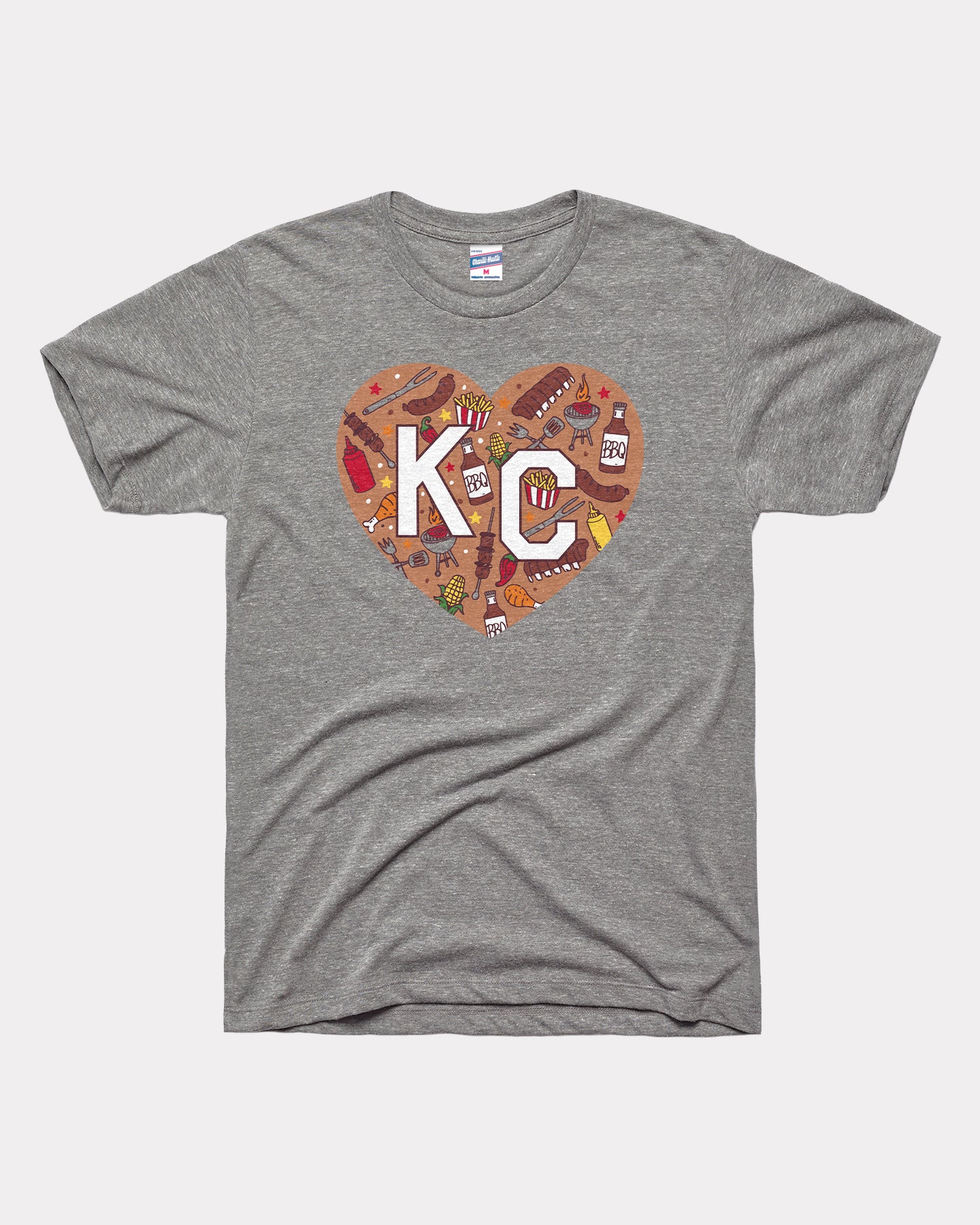 BBQ KC Heart Vintage Grey T-Shirt