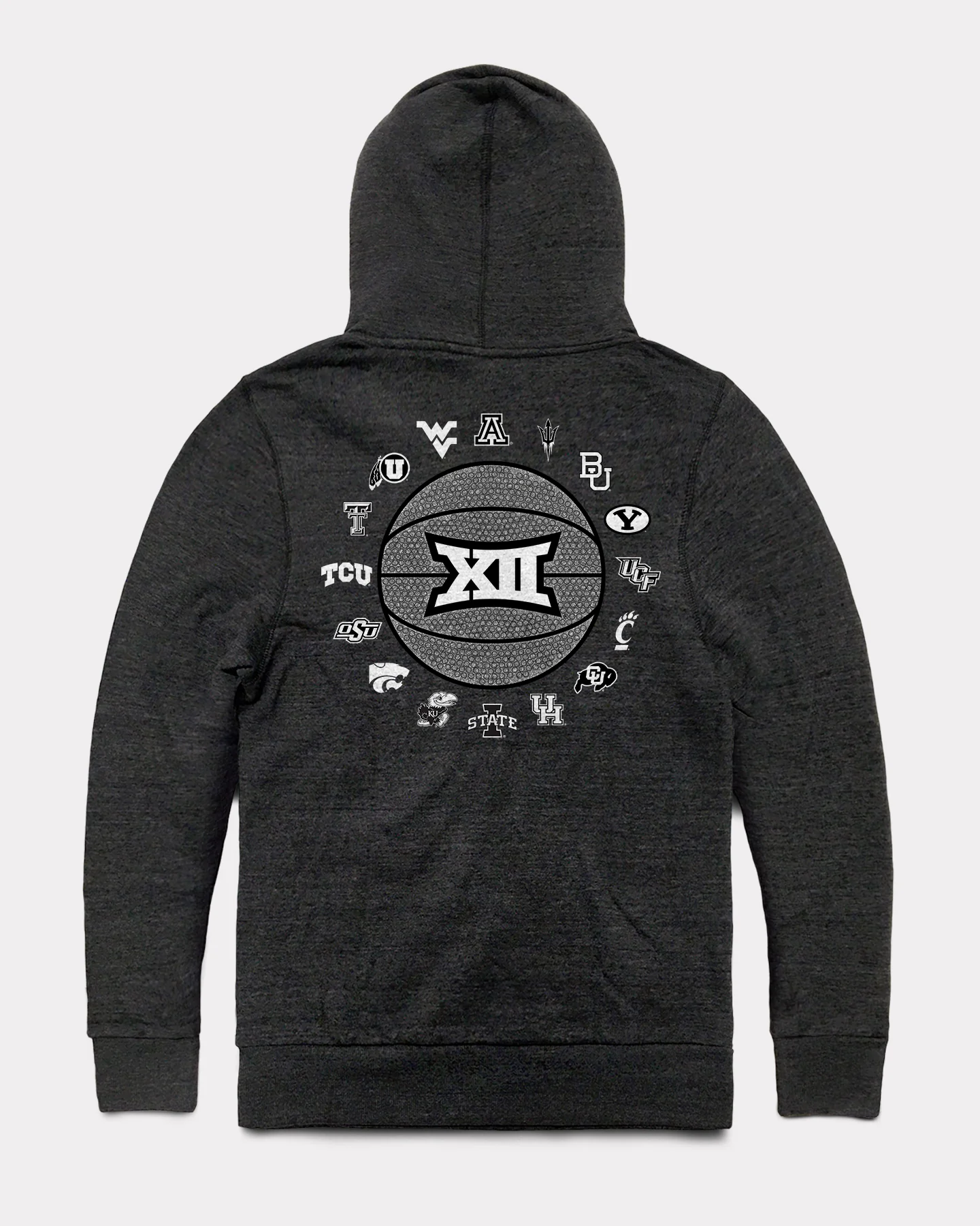 Big 12 Basketball School Logos Black Hoodie - Image 2