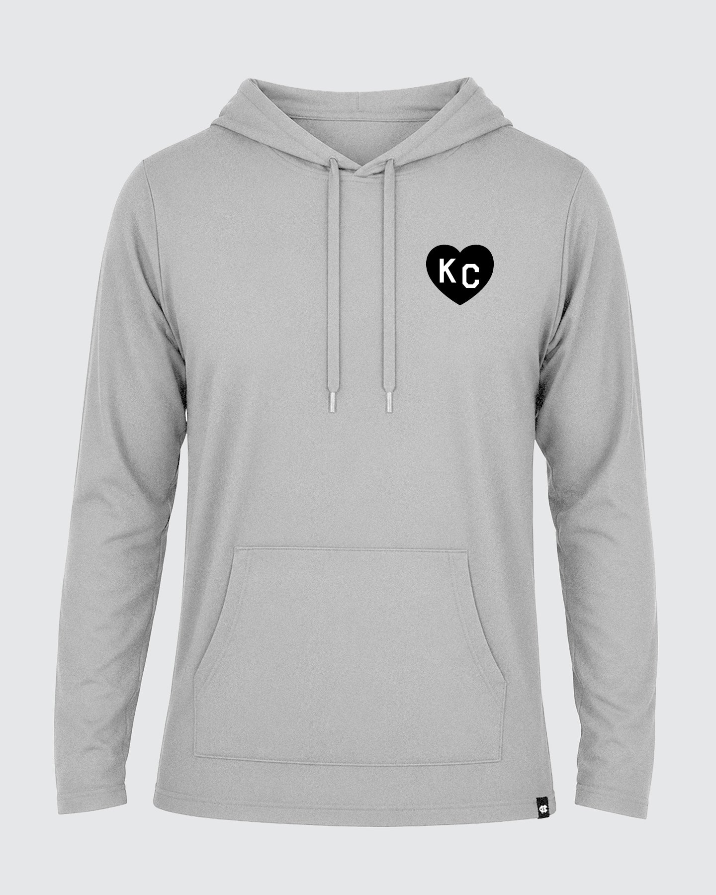 Black KC Heart Left Chest Grey Lightweight Hoodie