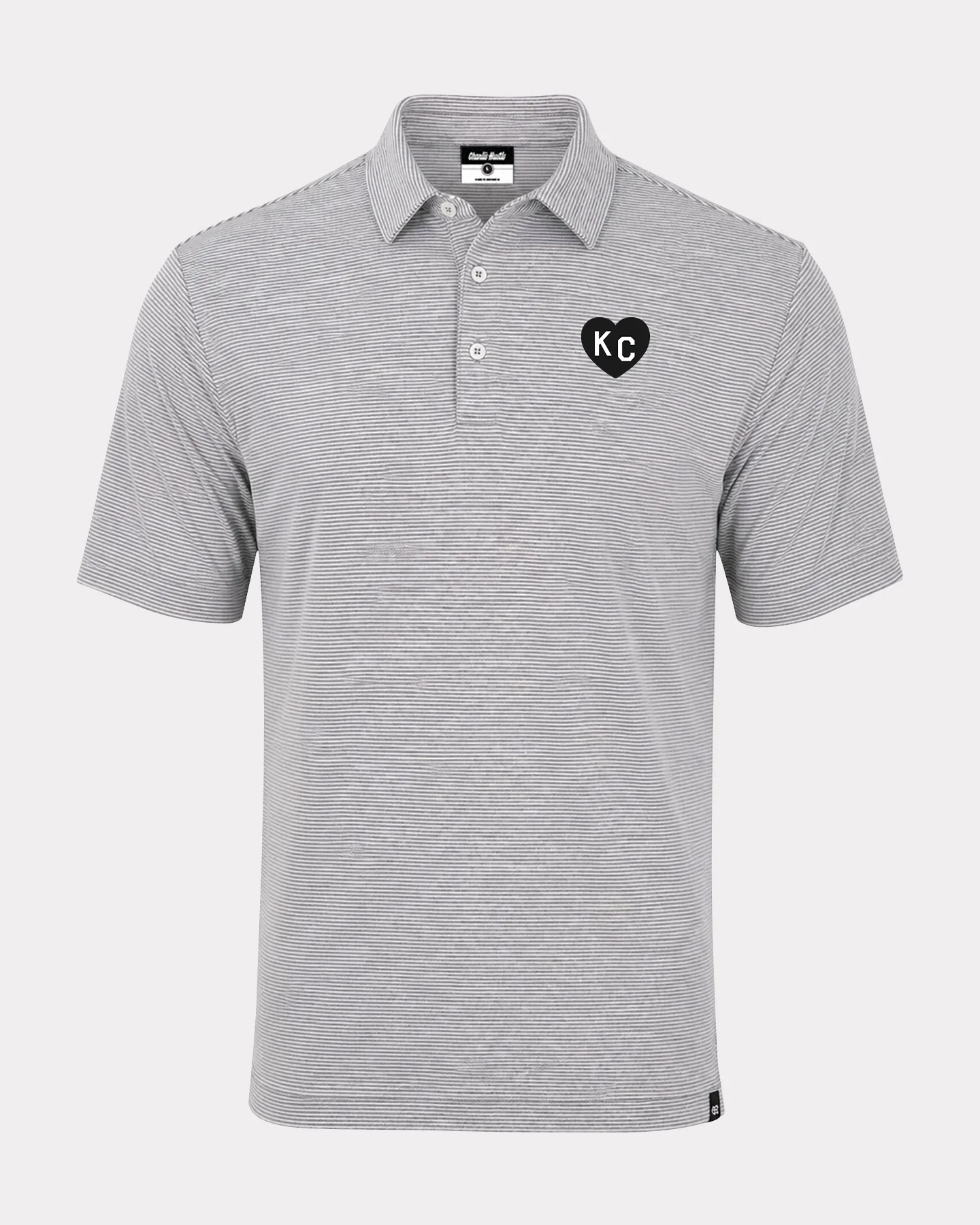 Black KC Heart Stripe Polo
