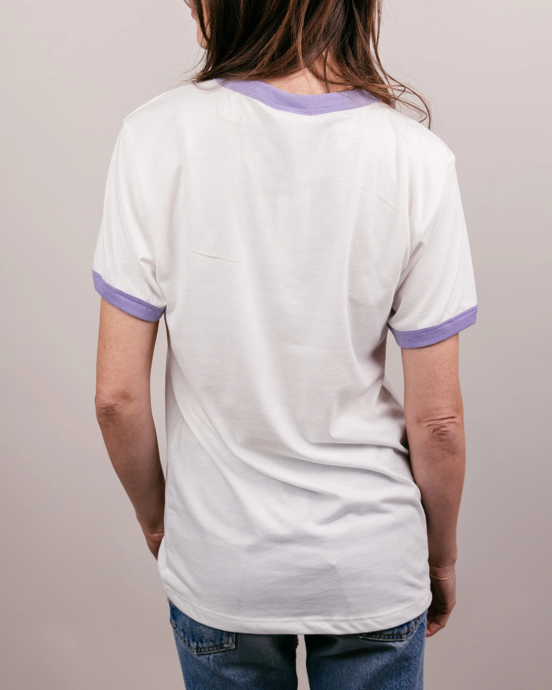 Essential White & Lavender Unisex Ringer - Image 5