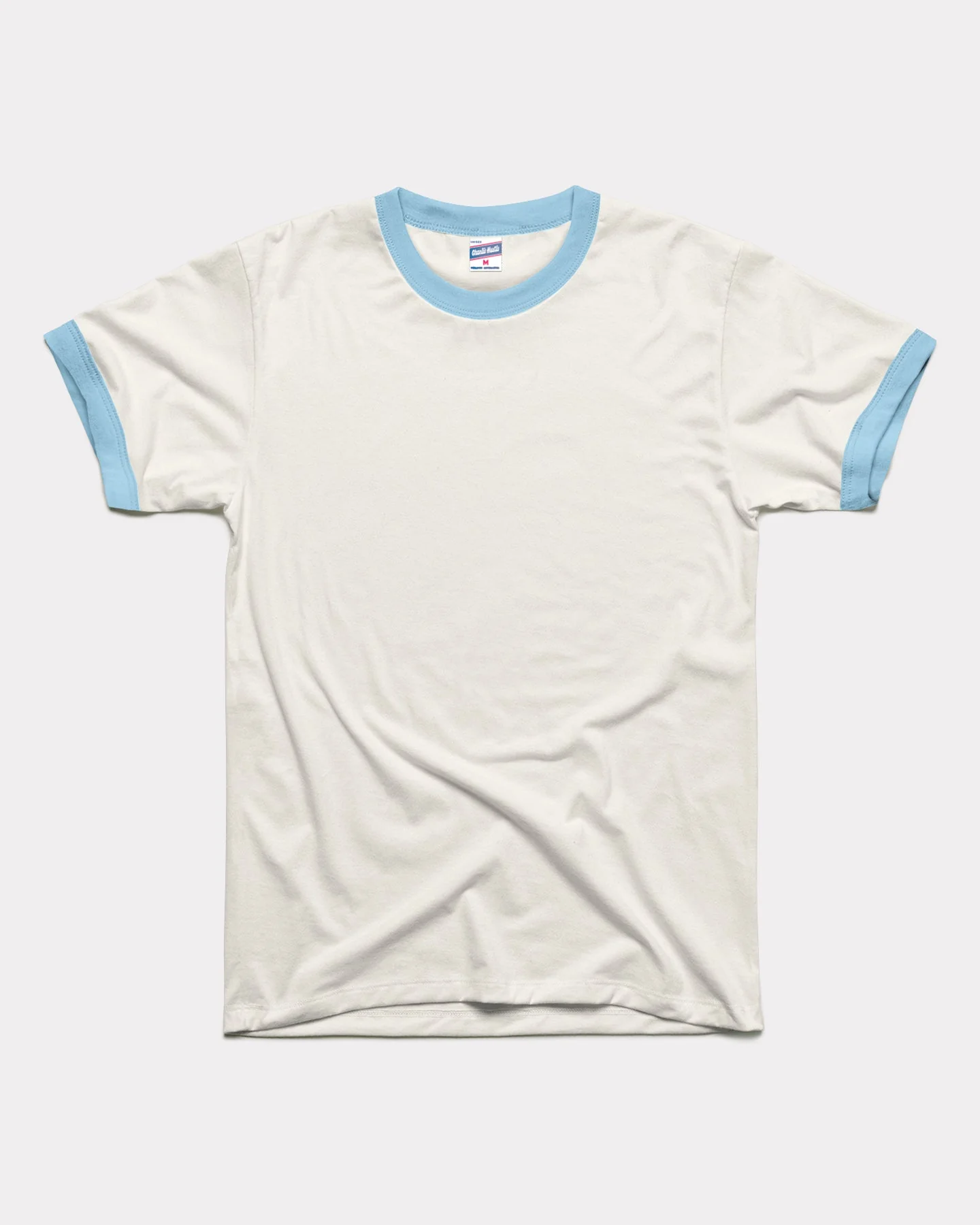 Essential White & Powder Blue Unisex Ringer