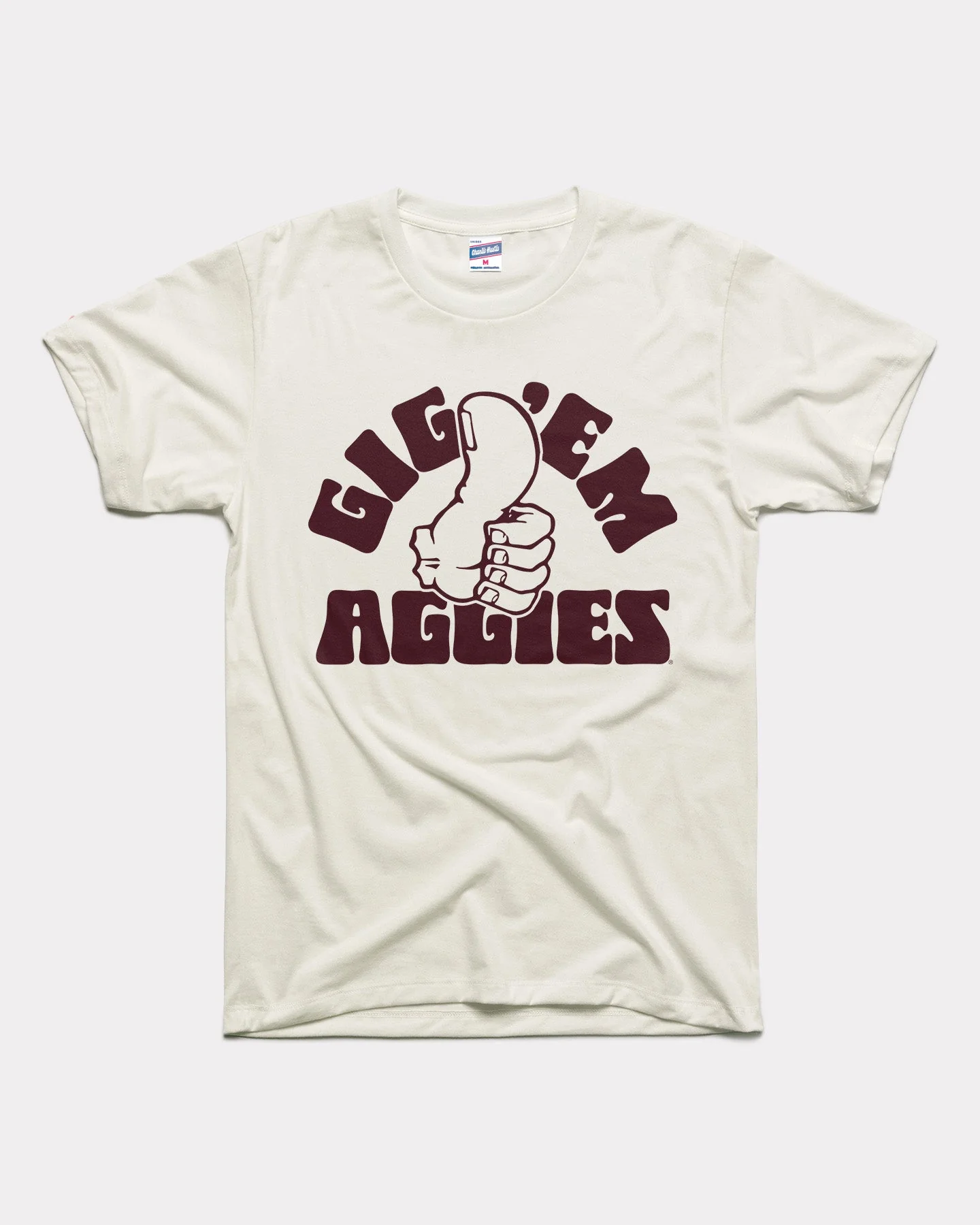 Gig 'Em Aggies Hand Sign Vintage White T-Shirt