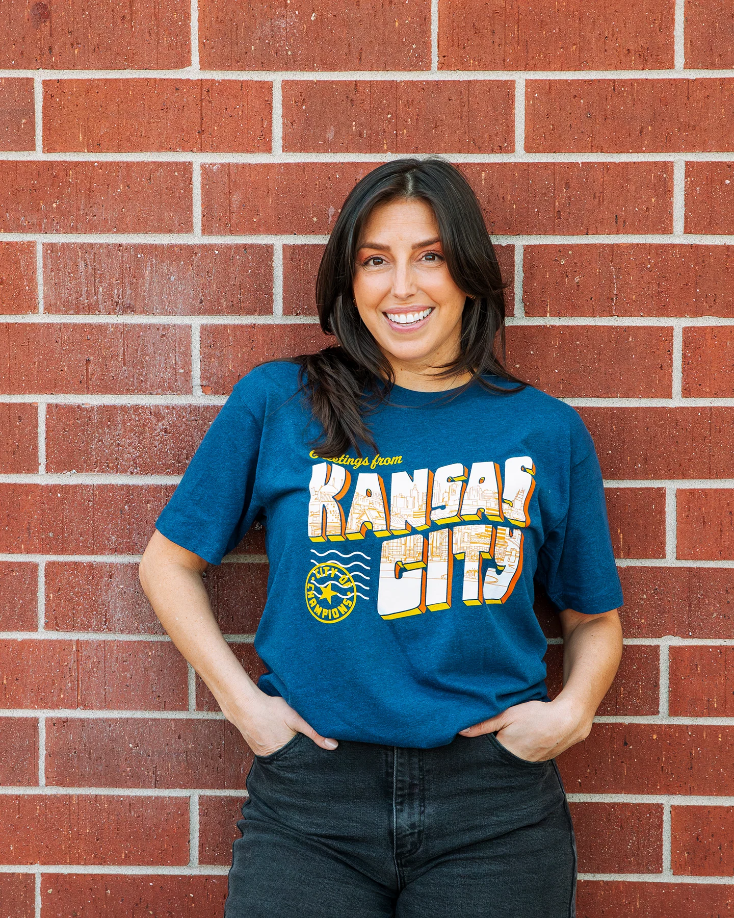 Greetings from Kansas City Navy T-Shirt - Image 2