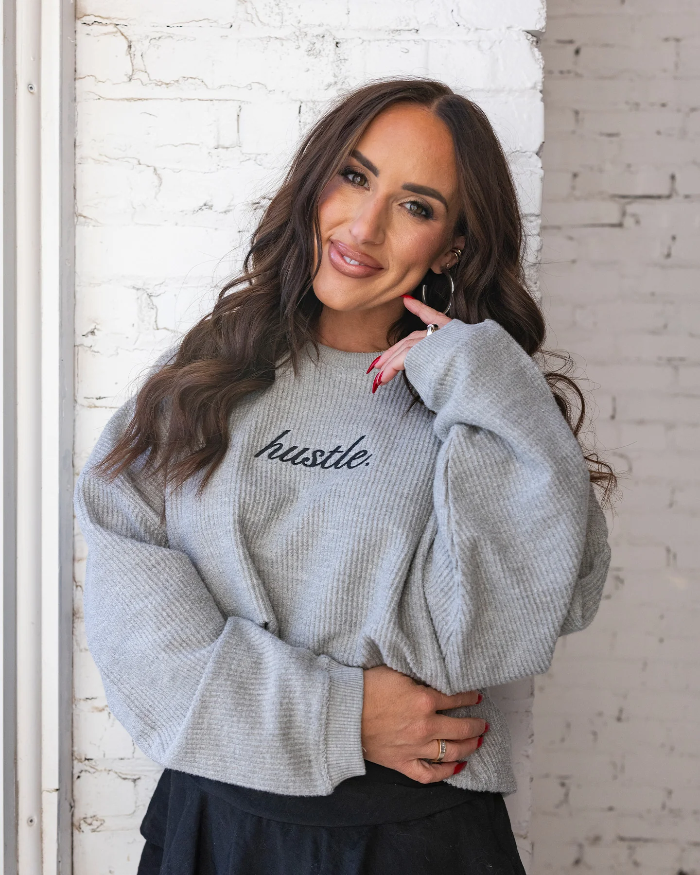 Women's Grey House of Hustle Corded Crew - Image 3
