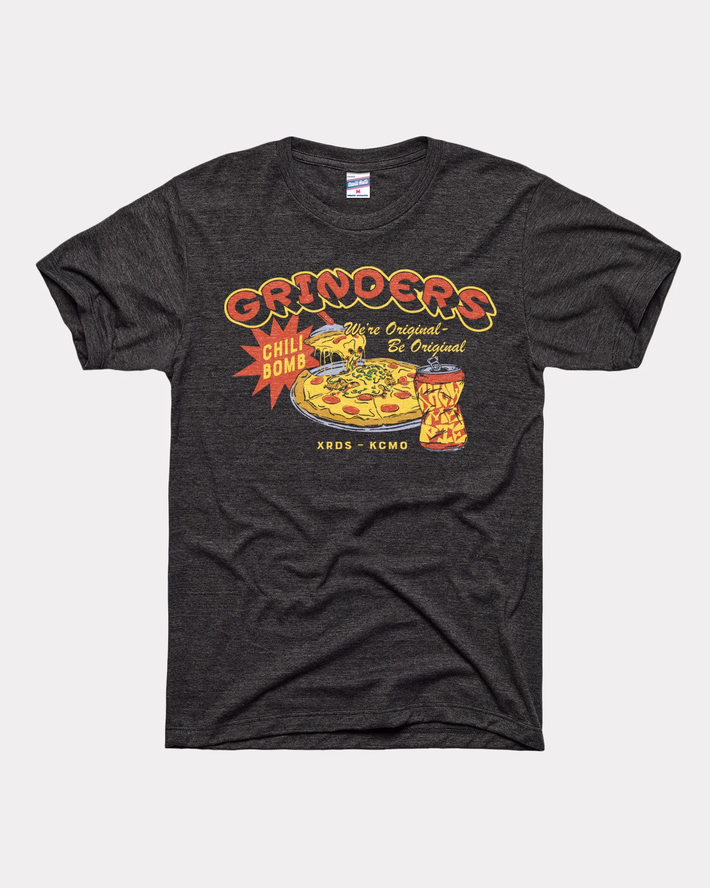 Grinders Chili Bomb Pizza Vintage Black T-Shirt