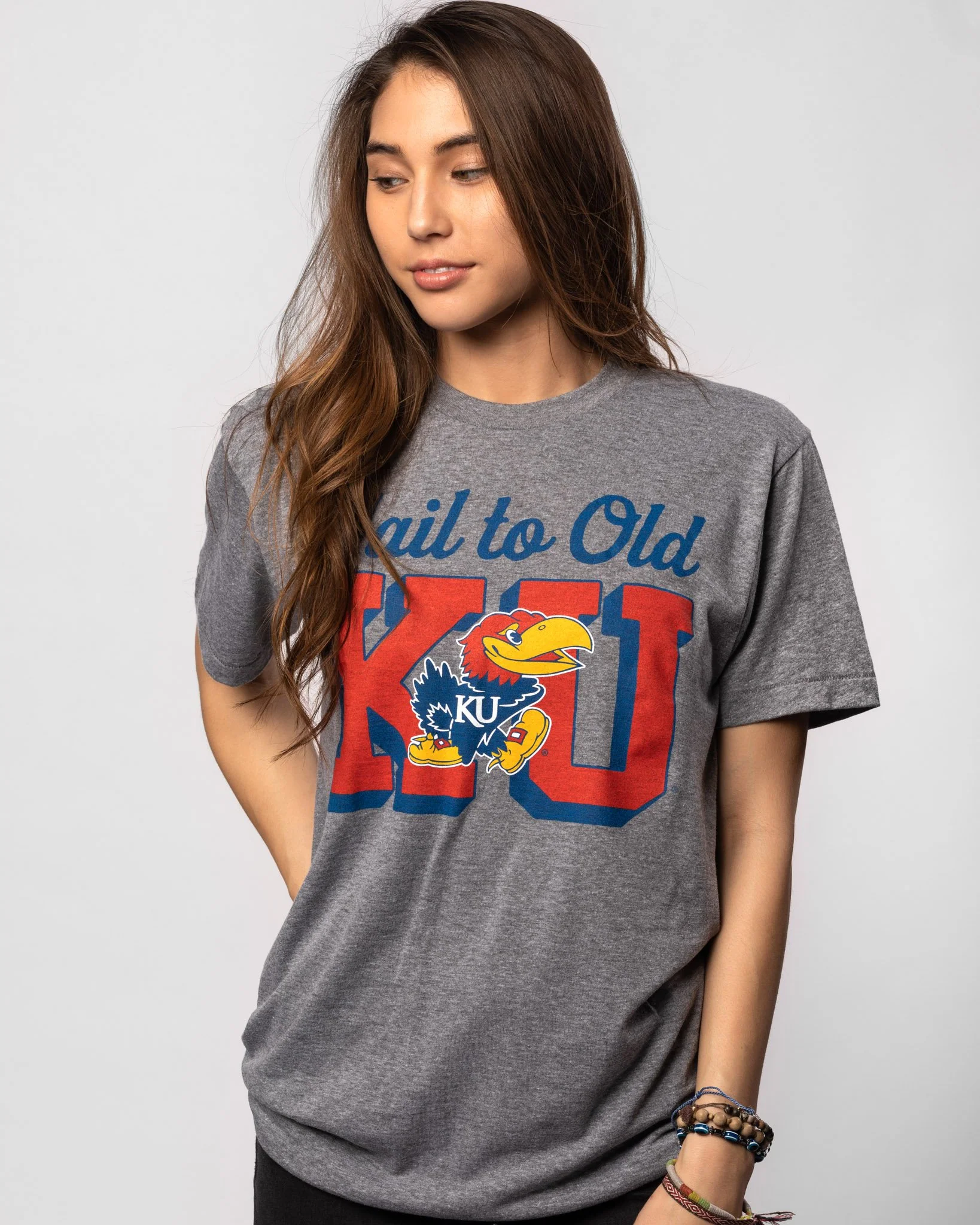 Kansas Jayhawks Hail to KU Vintage Grey T-Shirt - Image 2