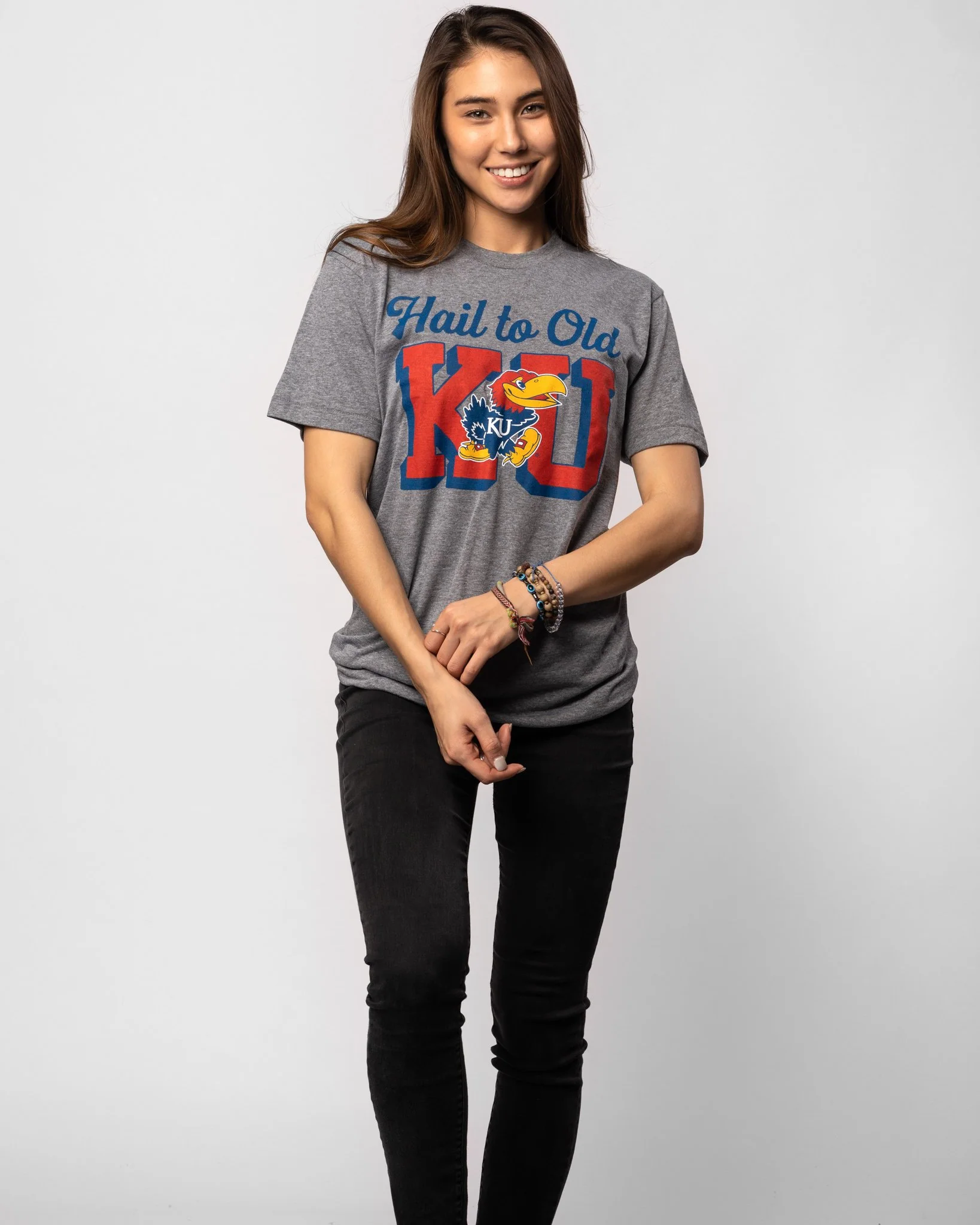 Kansas Jayhawks Hail to KU Vintage Grey T-Shirt - Image 3