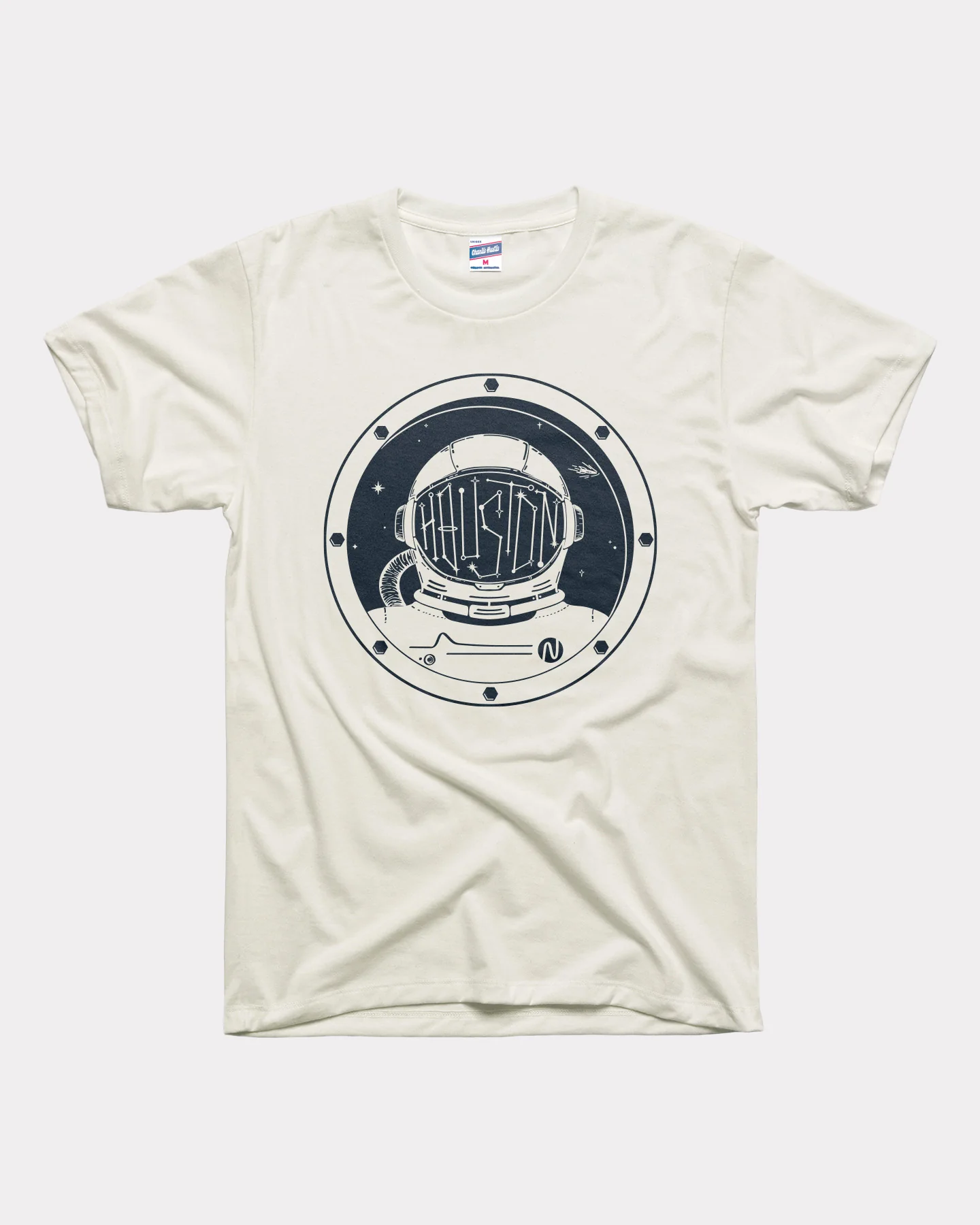 Houston TX Astronaut Vintage White T-Shirt - Image 2