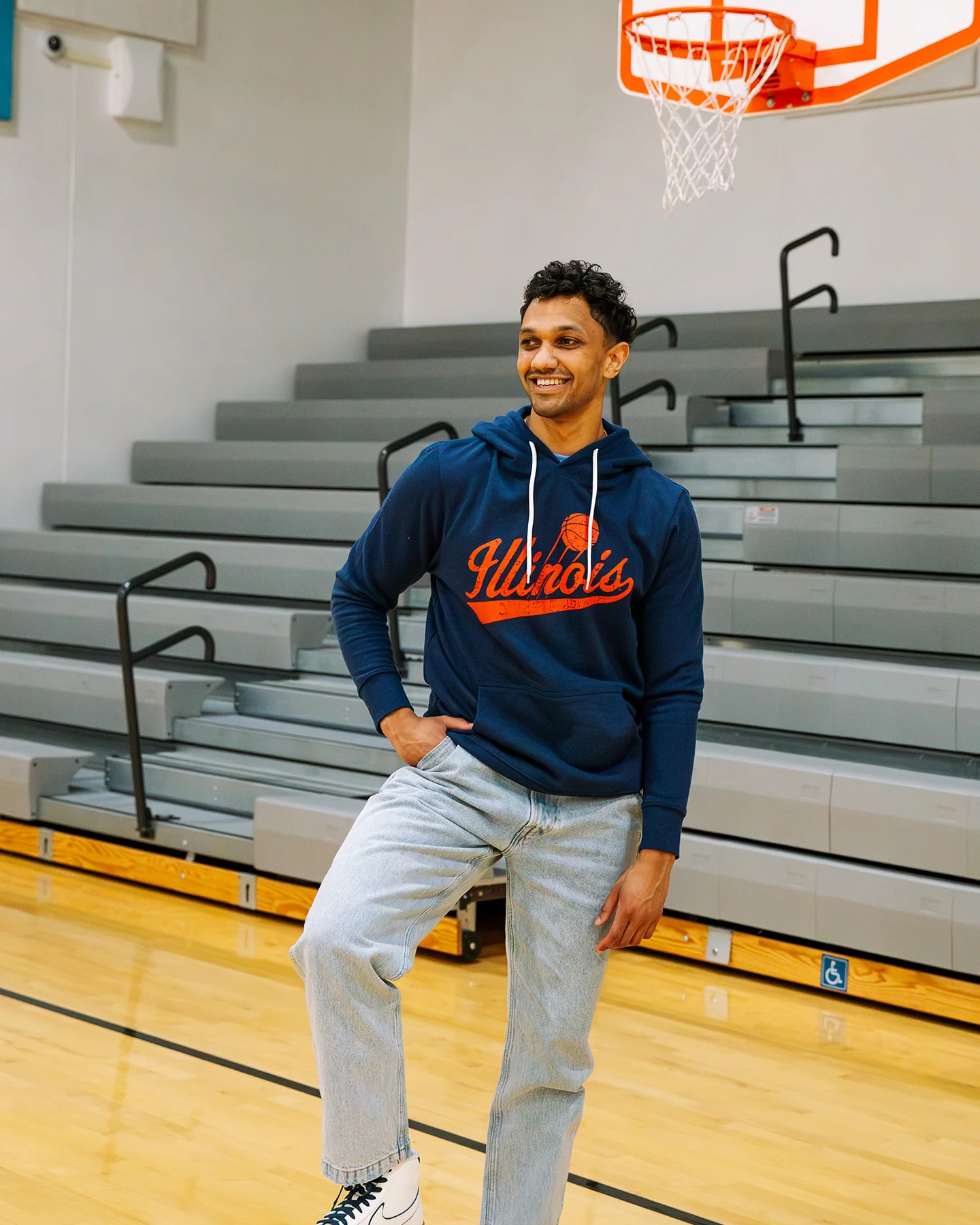Illinois Illini Bball Script Navy Hoodie