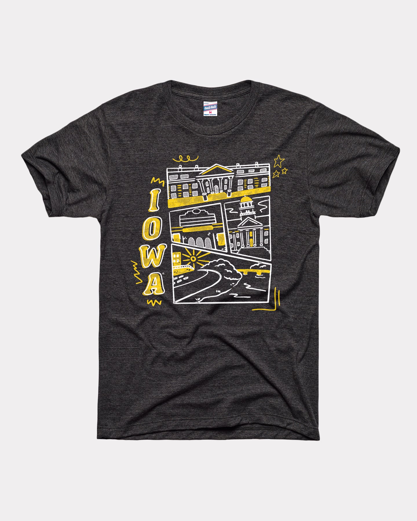 Iowa Campus Landmarks Vintage Black T-Shirt