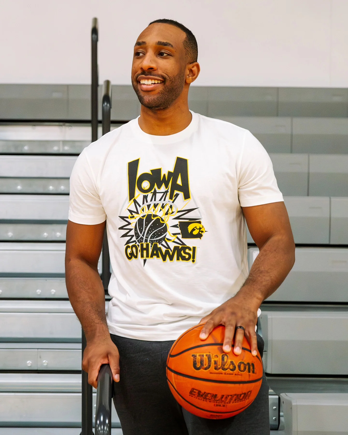 Iowa Go Hawks Basketball Slam White T-Shirt - Image 2
