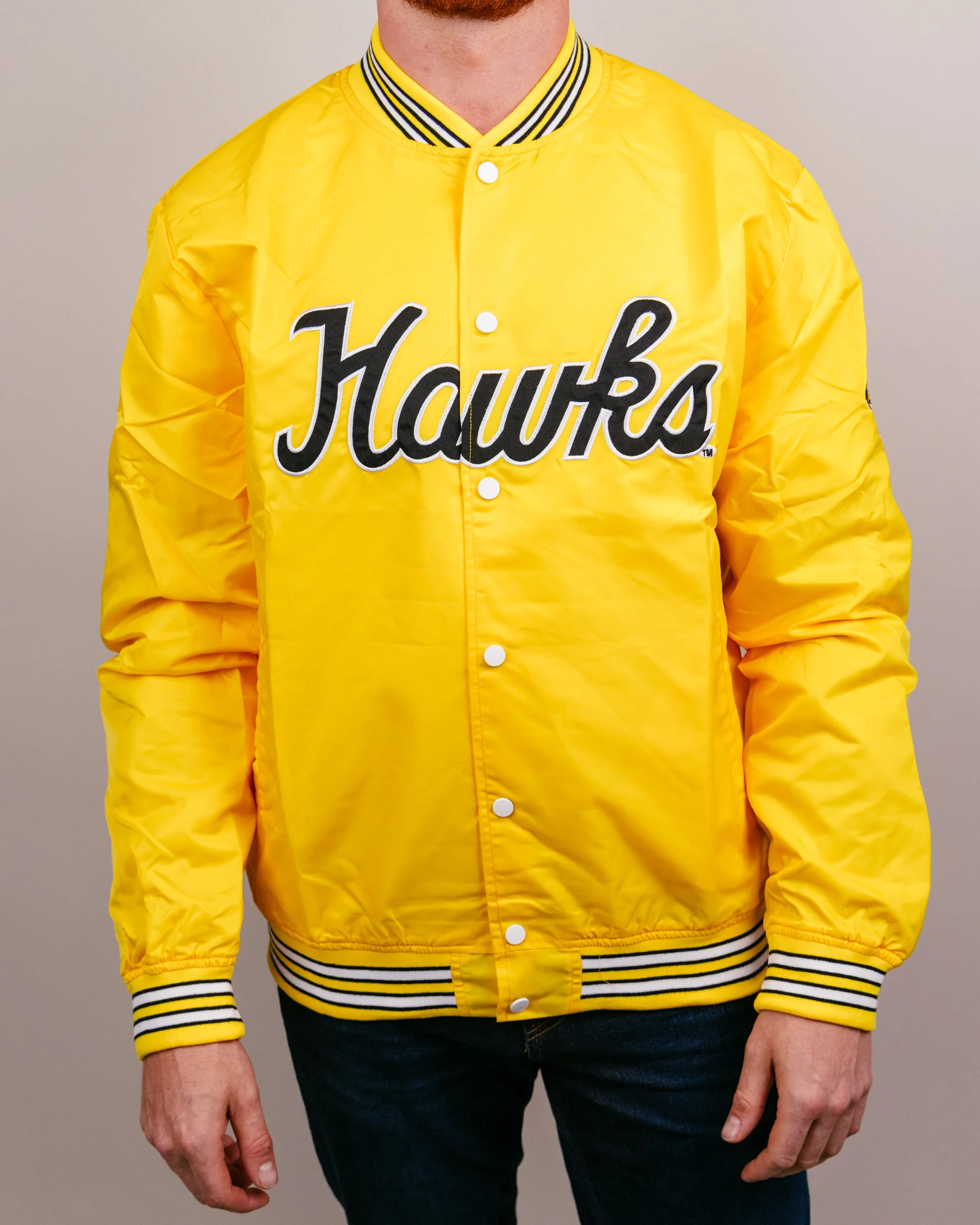 Iowa Hawks Script Yellow Letterman Jacket - Image 2
