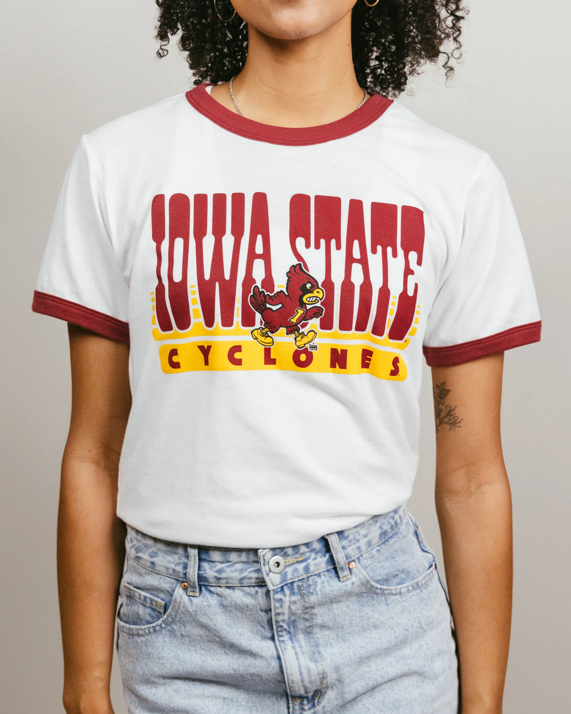 Iowa State 70s White & Cardinal Unisex Ringer - Image 2