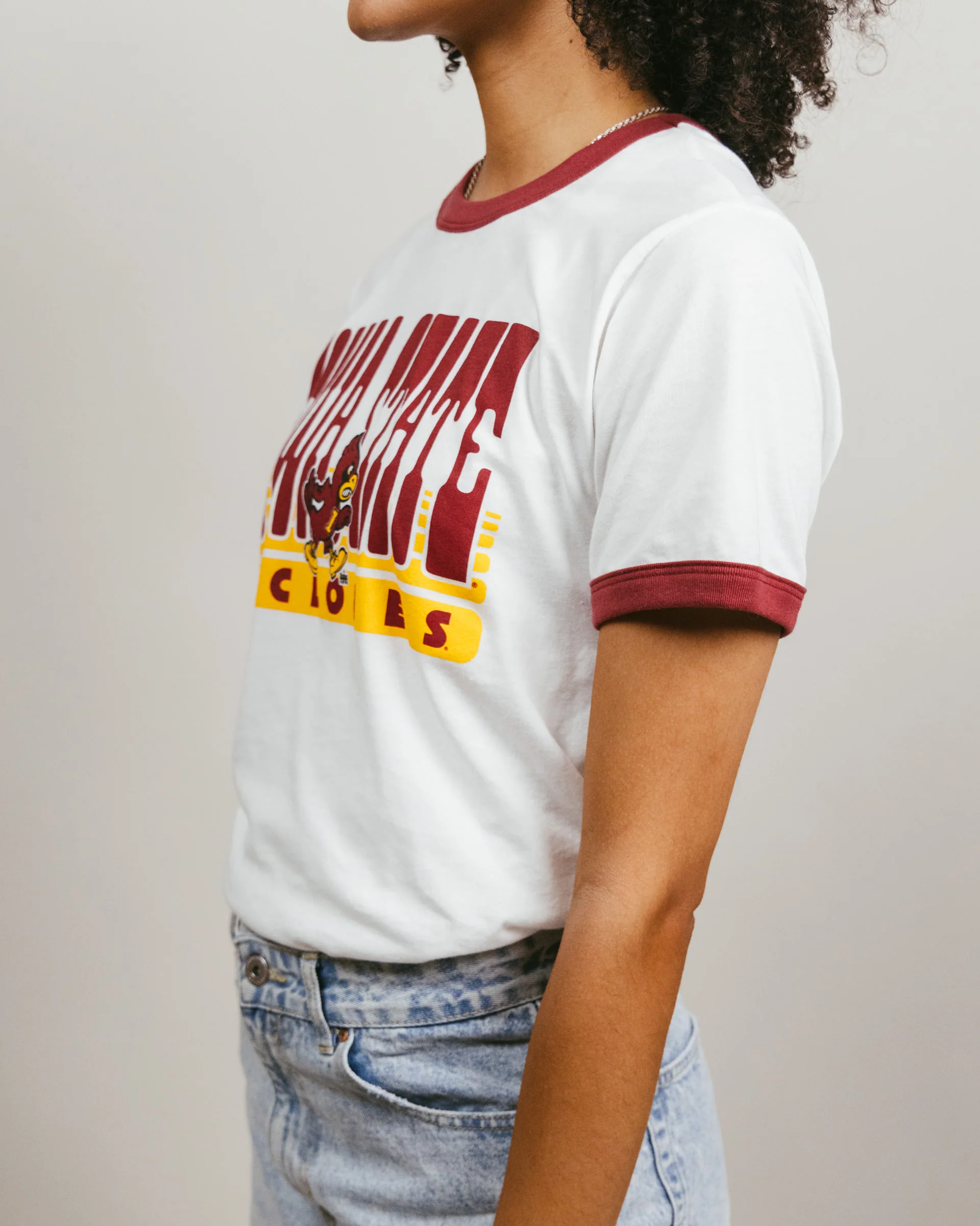 Iowa State 70s White & Cardinal Unisex Ringer - Image 3