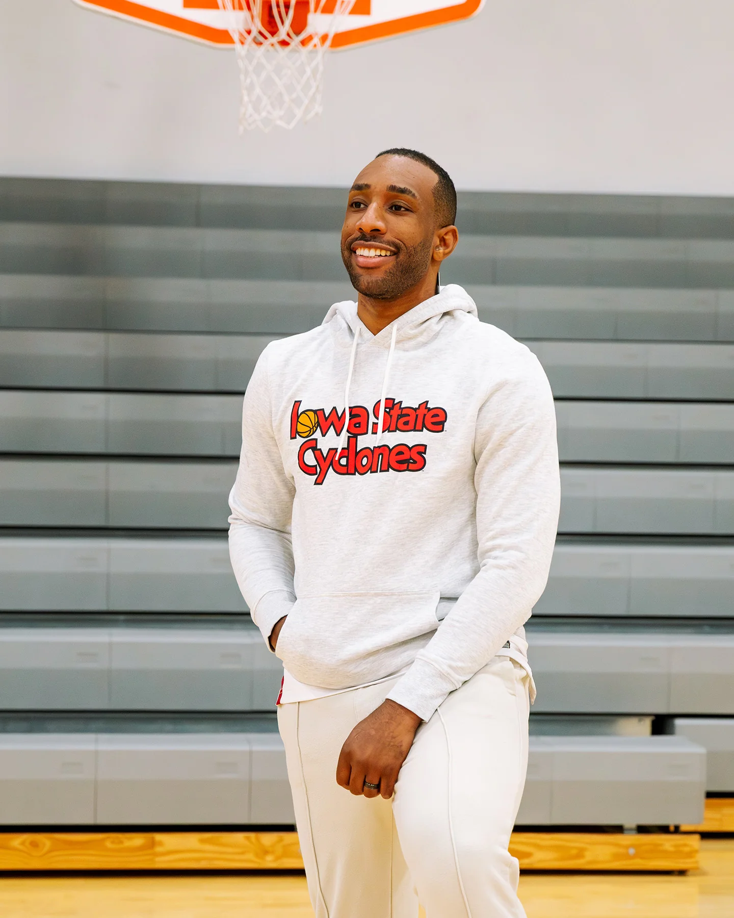 Iowa State Stacked Hoops Ash Hoodie - Image 2