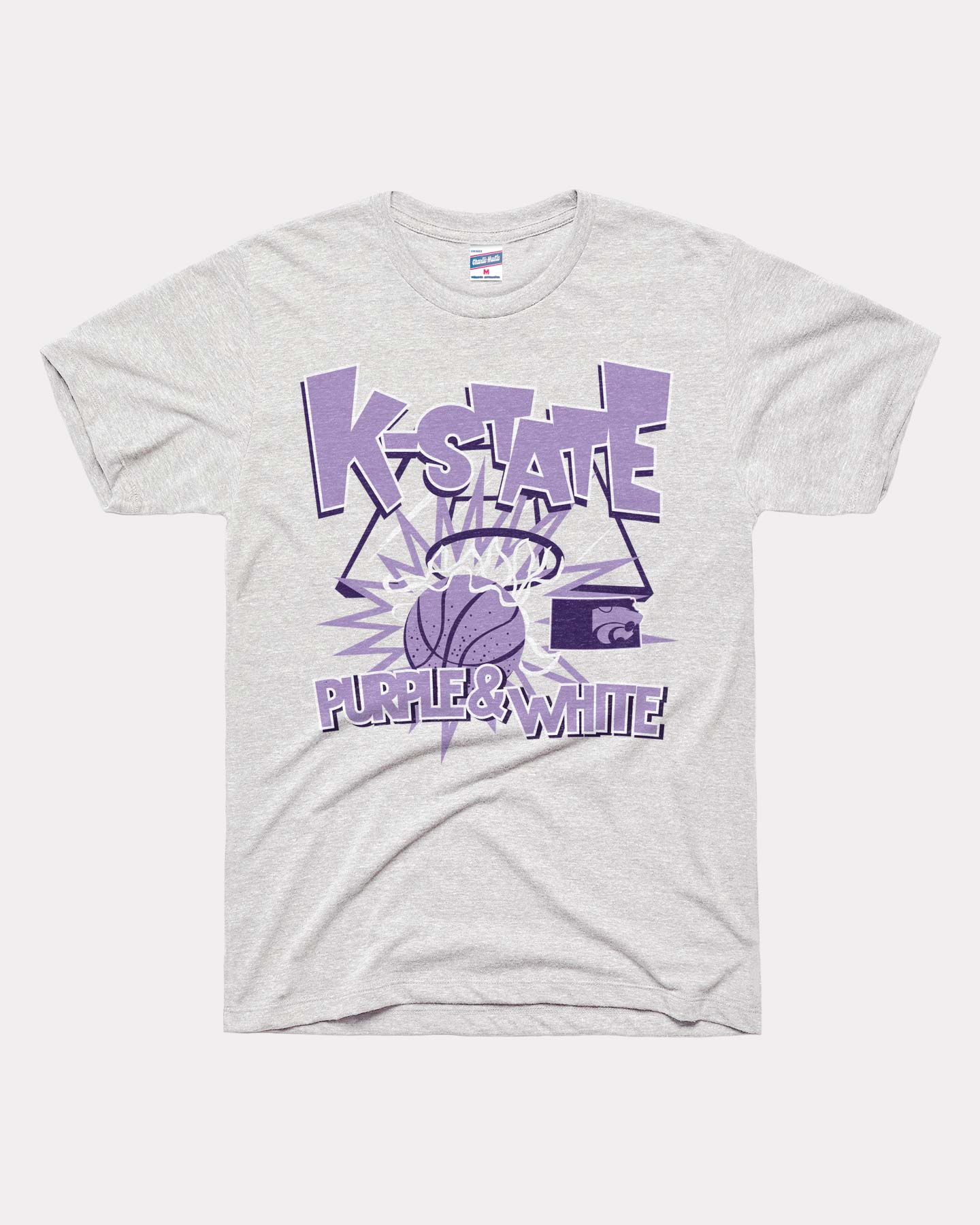 K-State Purple & White Basketball Slam Ash Tee