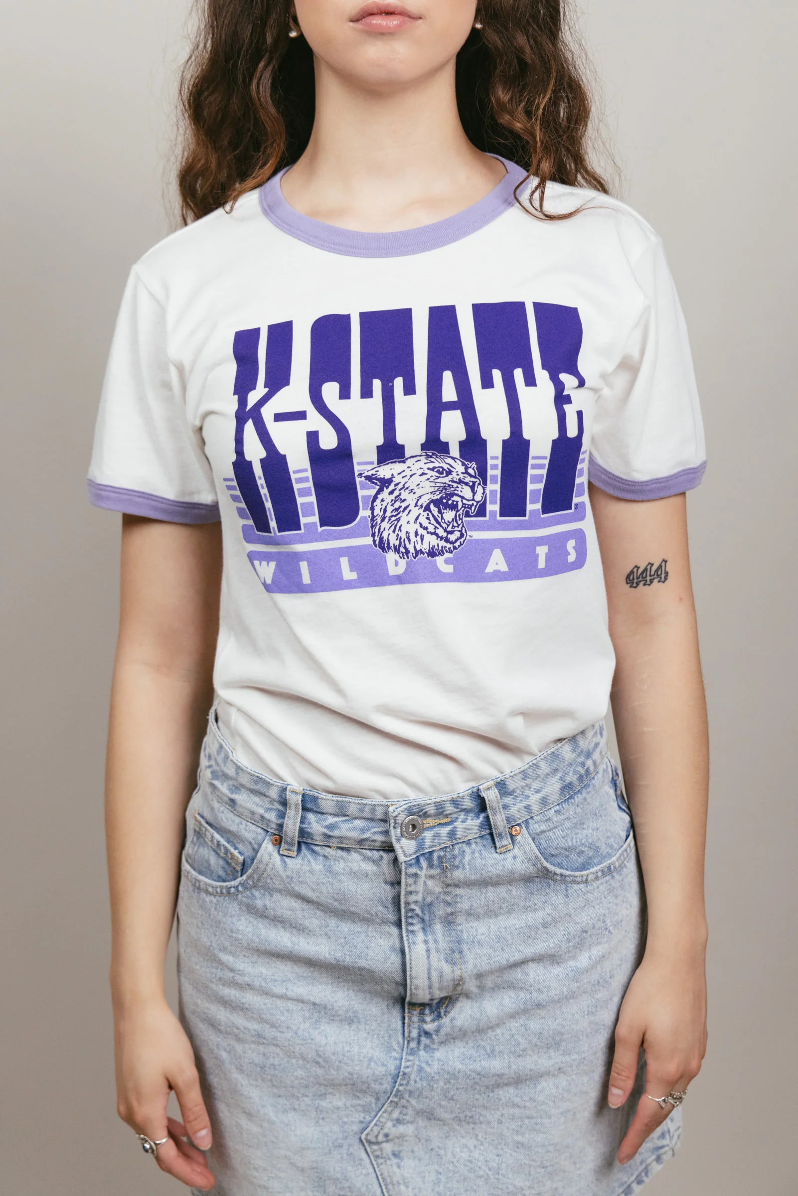 K-State Wildcats 70s White & Purple Unisex Ringer - Image 2