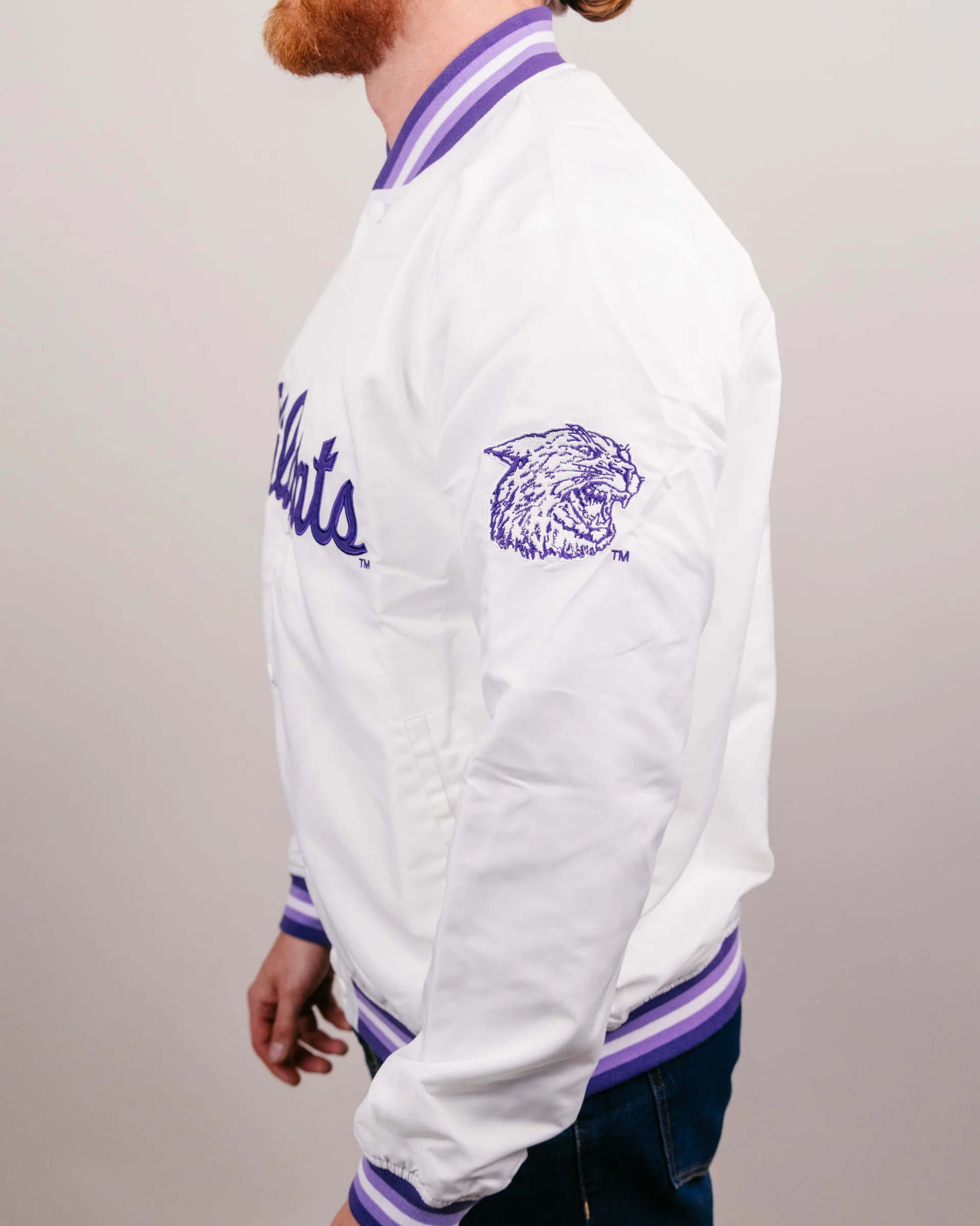K-State Wildcats Script White Letterman Jacket - Image 5