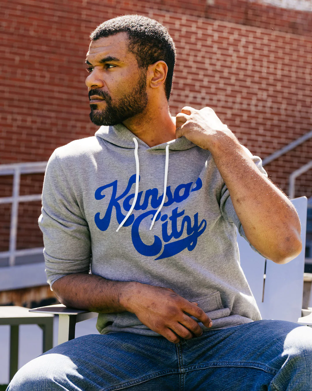 Kansas City Script Vintage Grey Hoodie - Image 2