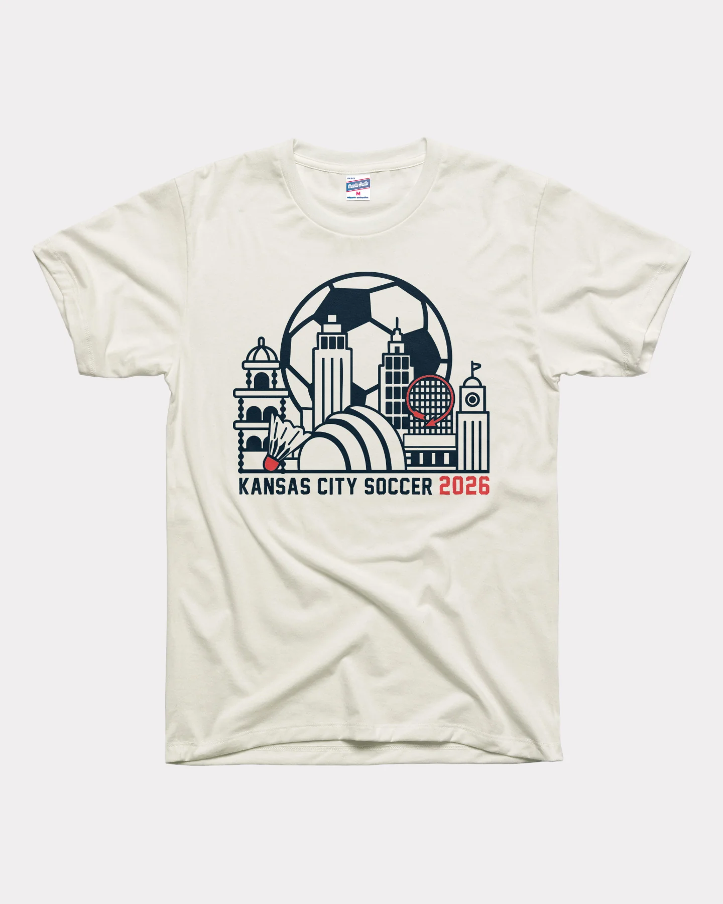 Kansas City Soccer 2026 Skyline Vintage White Tee