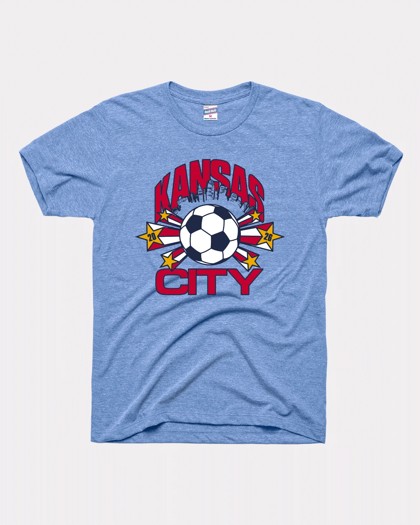 Kansas City Soccer Skyline Vintage Blue T-Shirt