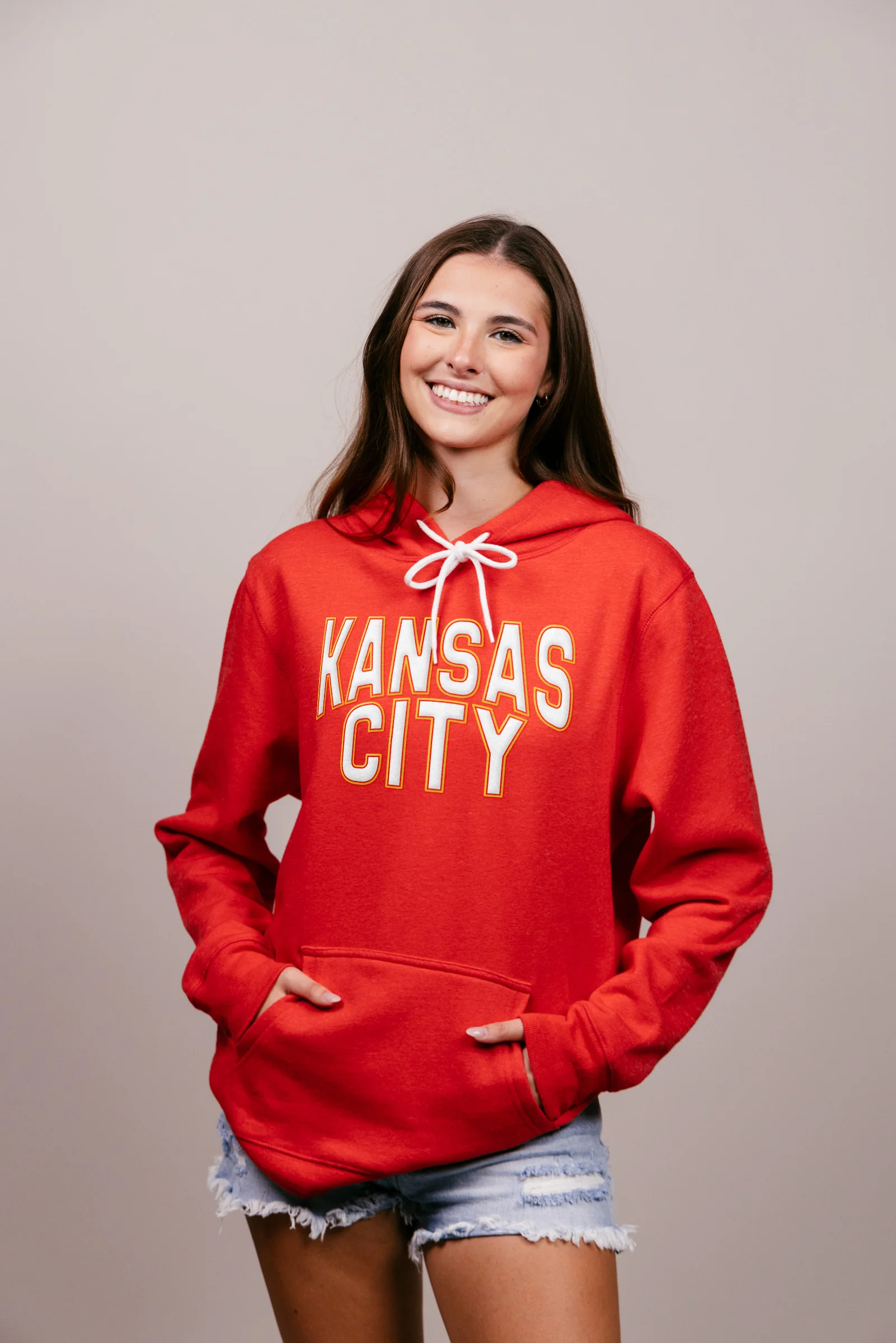 Kansas City Tonal Puff Ink Red Hoodie - Image 2