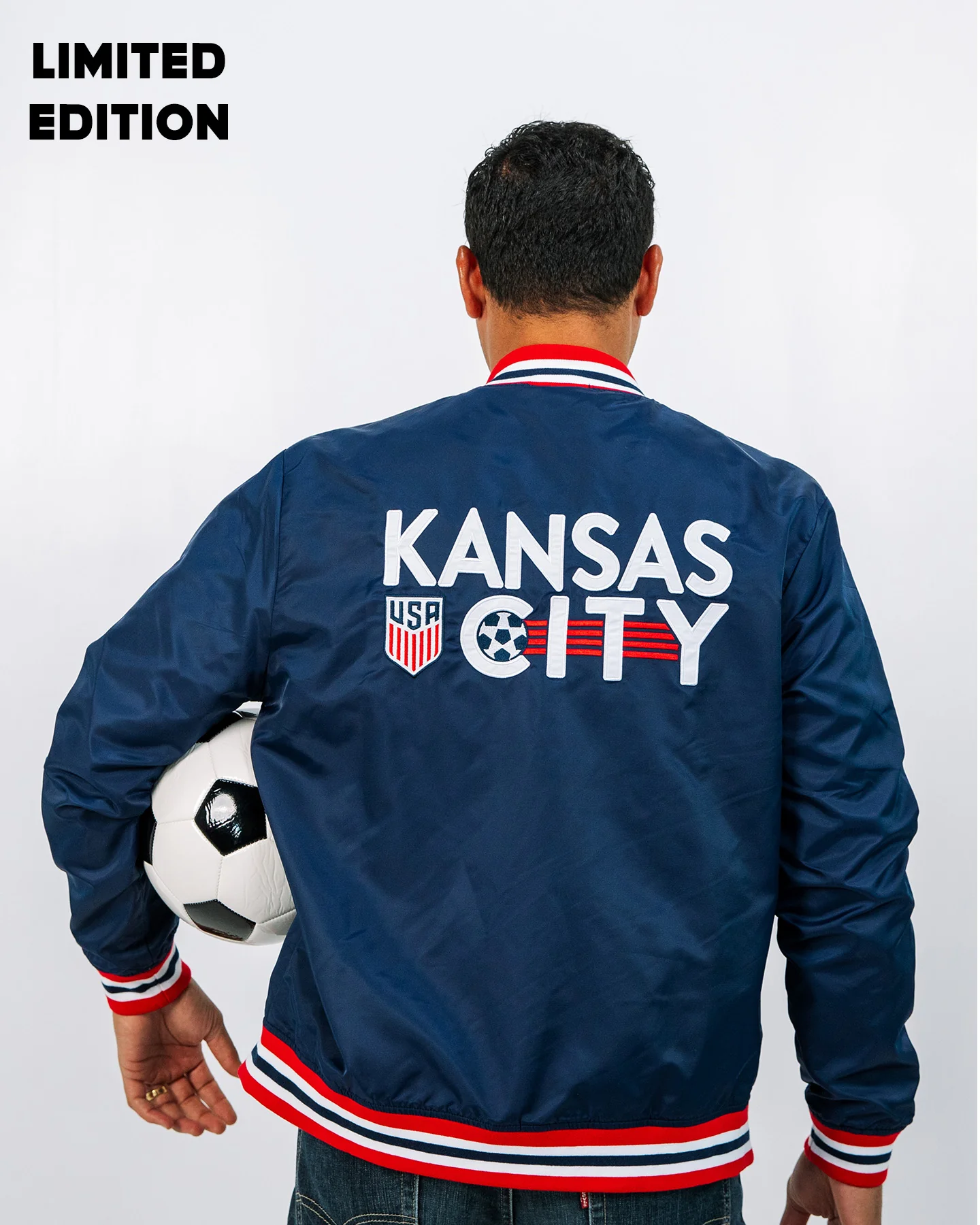Kansas City US Soccer Navy Letterman Jacket - Image 4