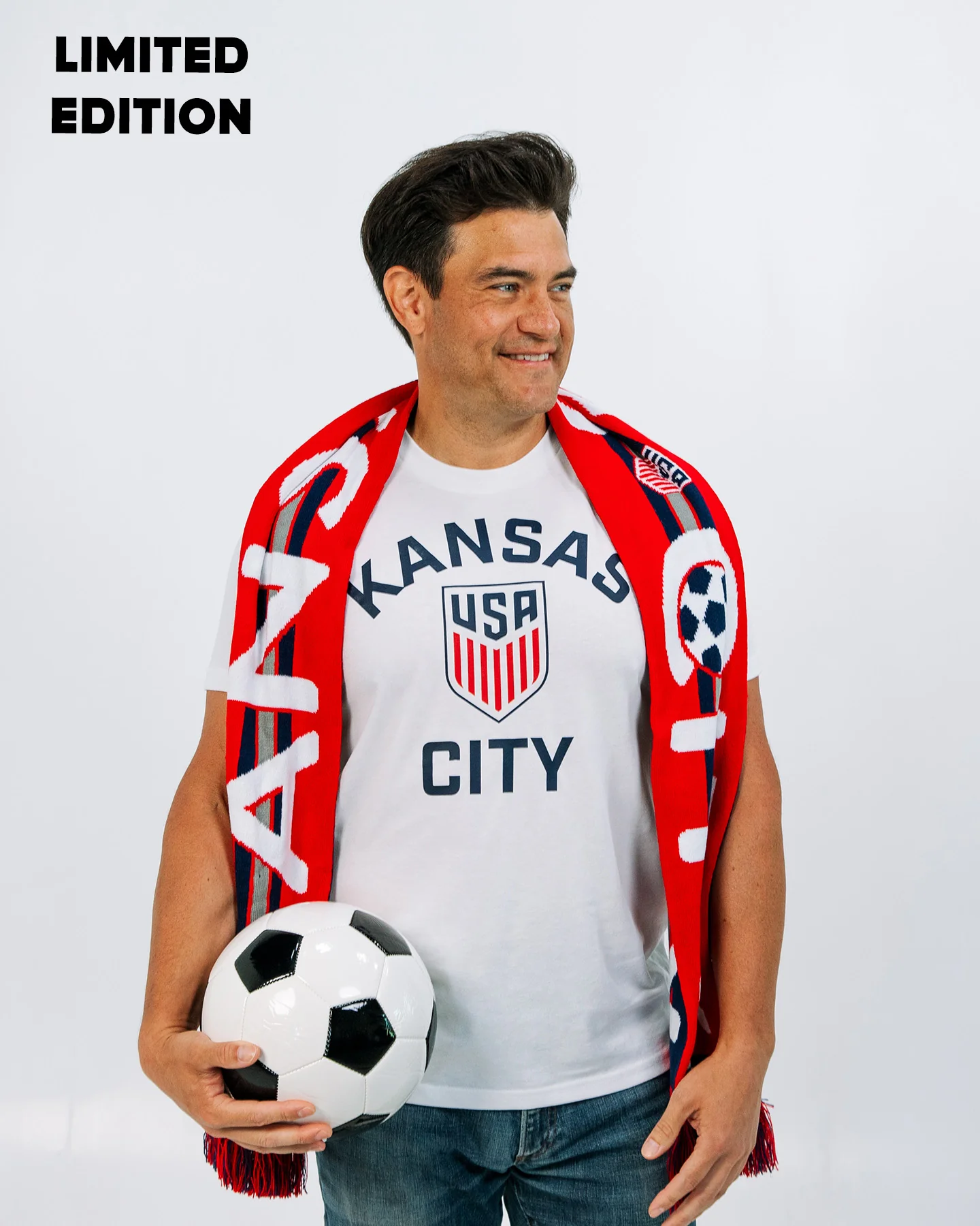 Kansas City US Soccer Red & Navy Scarf - Image 2