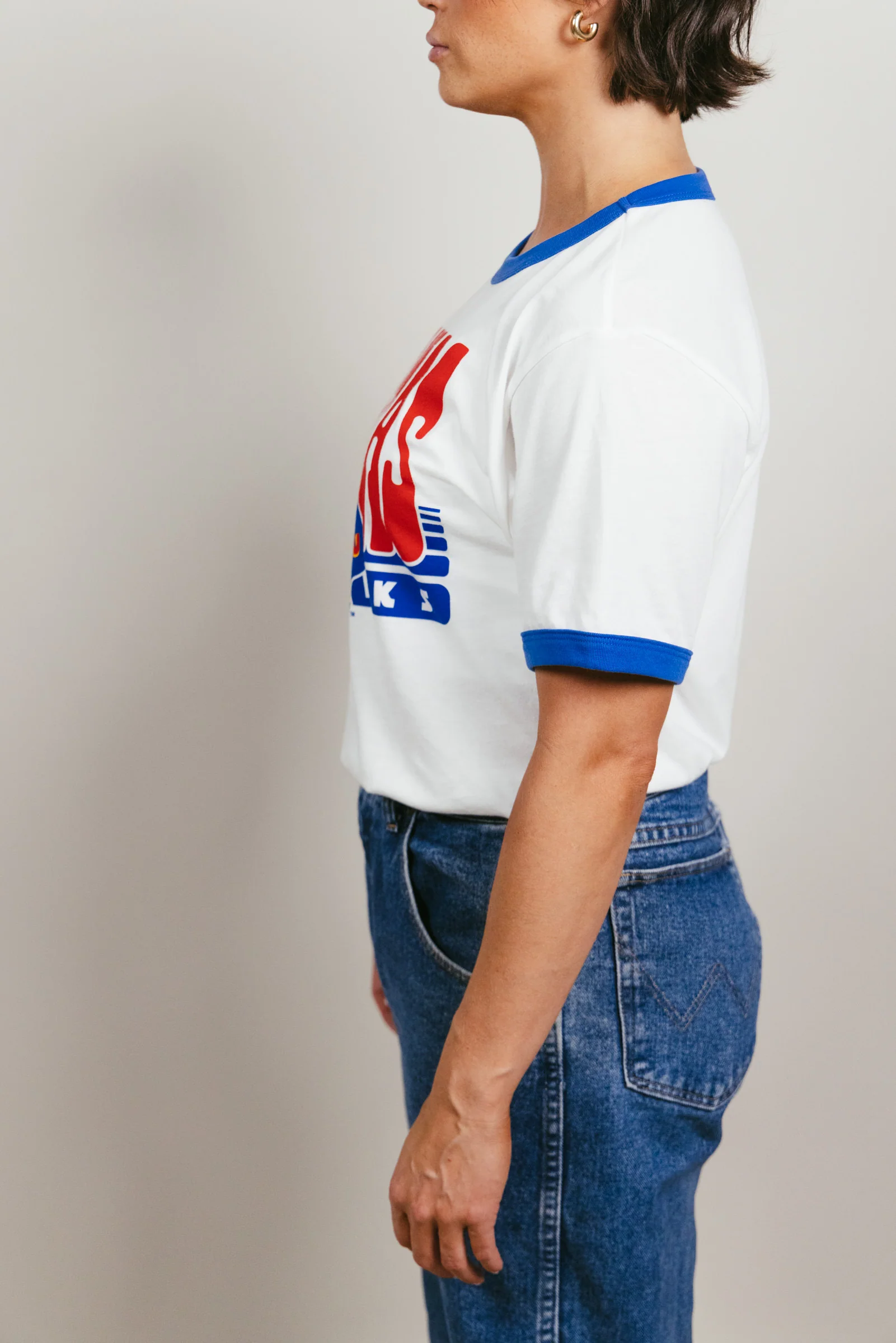 Kansas Jayhawk 70s White & Royal Unisex Ringer - Image 3