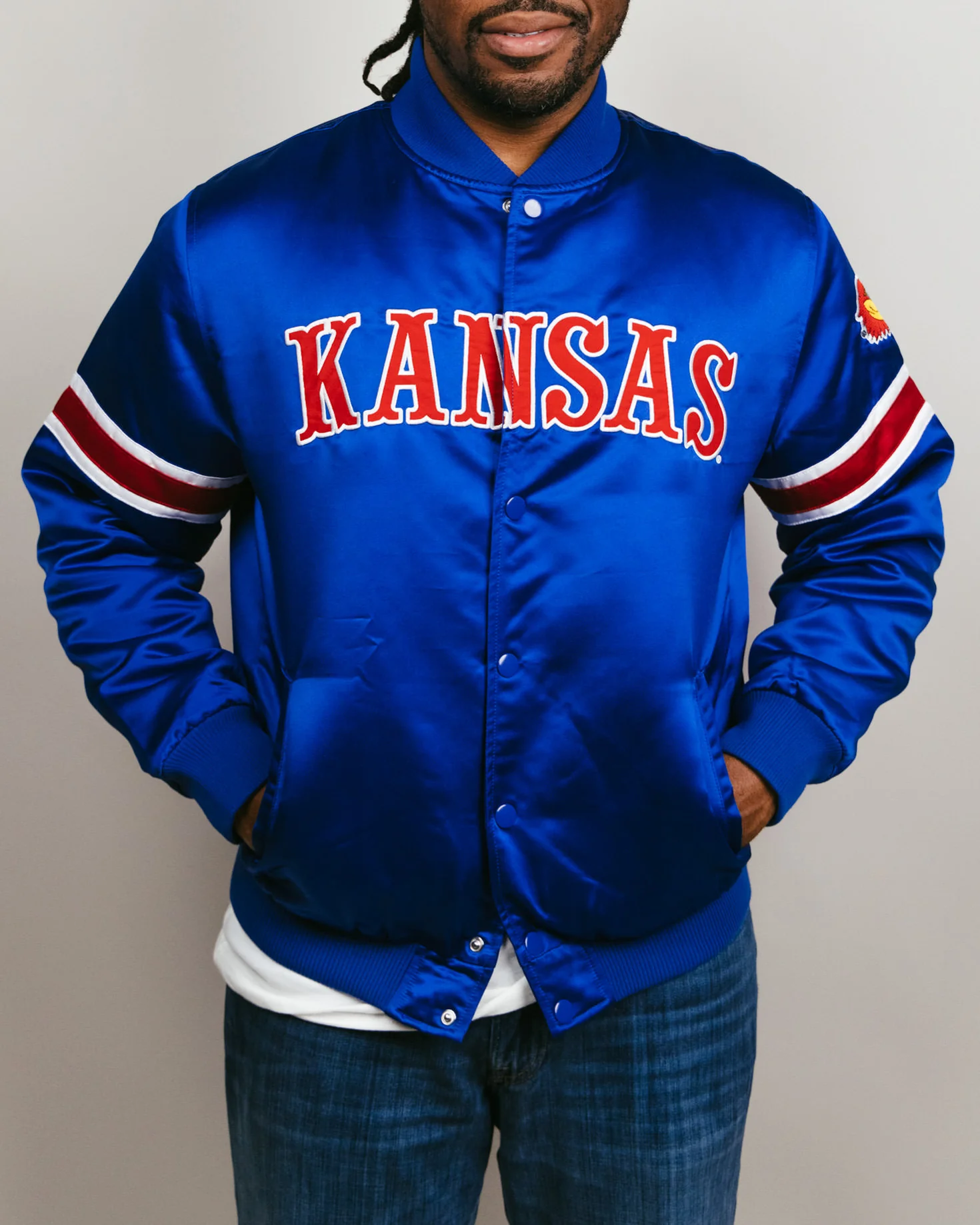 Kansas Jayhawks Royal Blue Bomber Jacket - Image 2