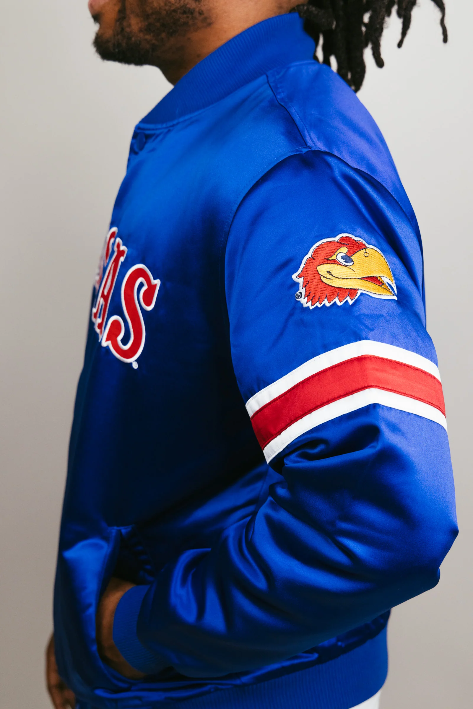Kansas Jayhawks Royal Blue Bomber Jacket - Image 3