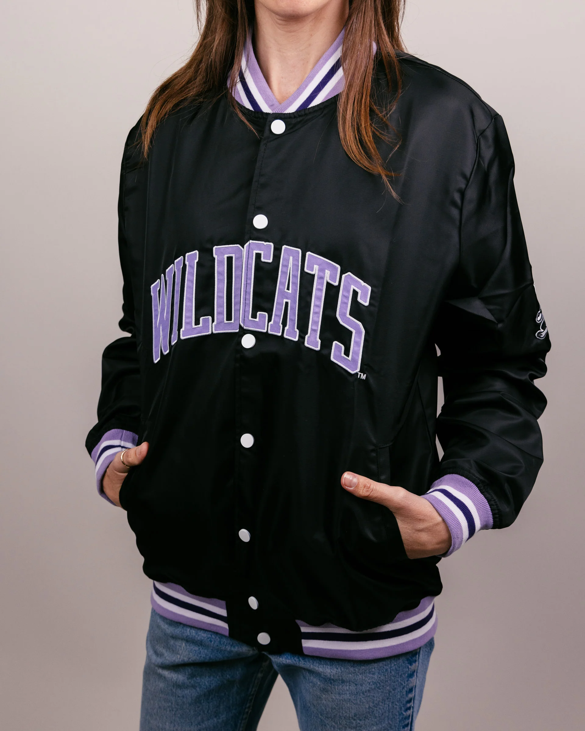 Kansas State Wildcats Black Letterman Jacket - Image 3