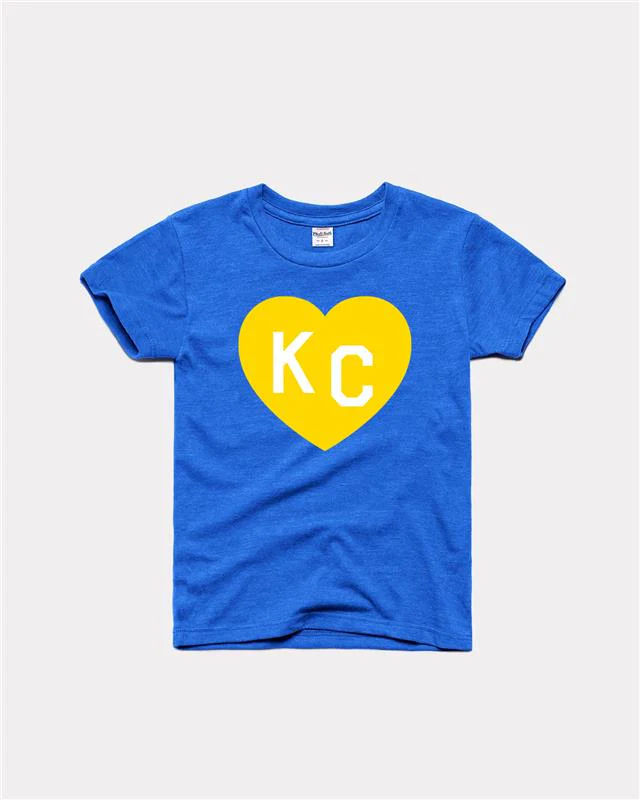 Kids Crown Town KC Heart Vintage Royal Blue T-Shirt