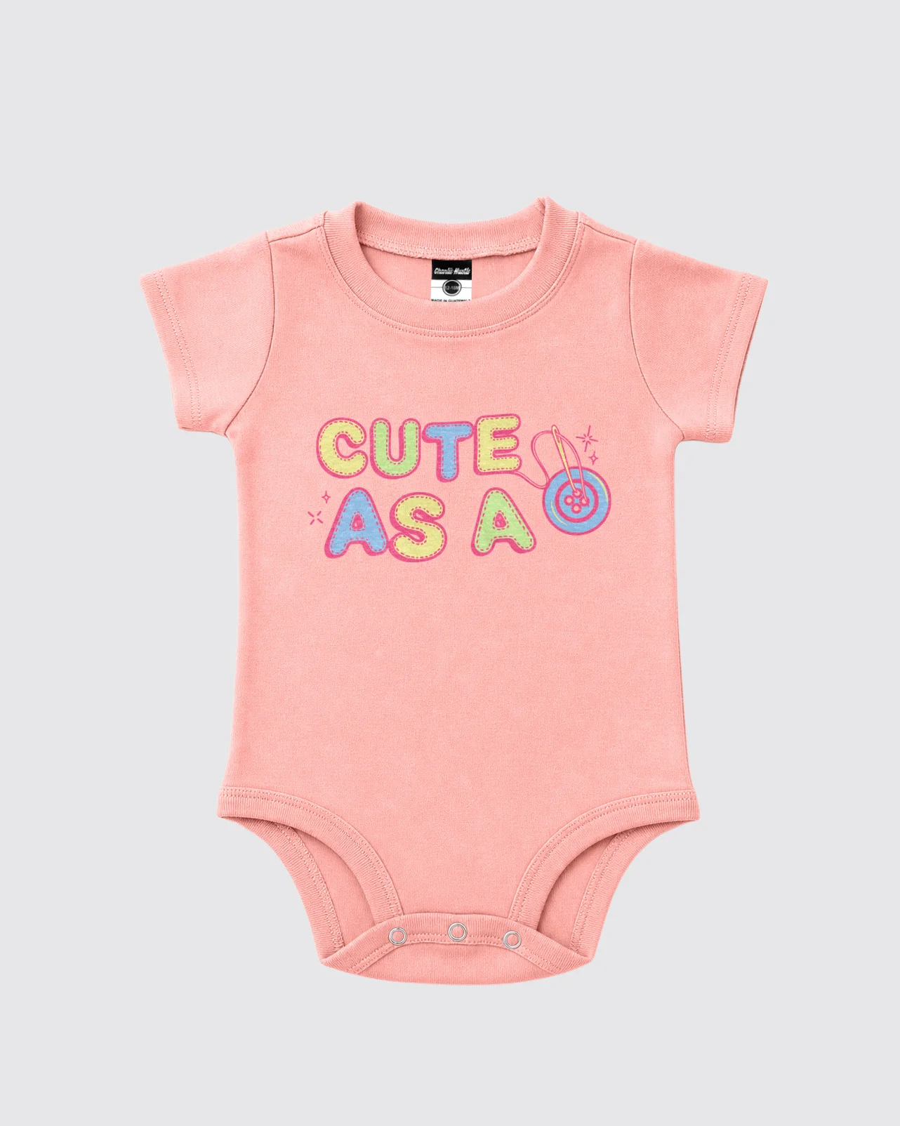 Kids Cute As a Button Pink Onesie
