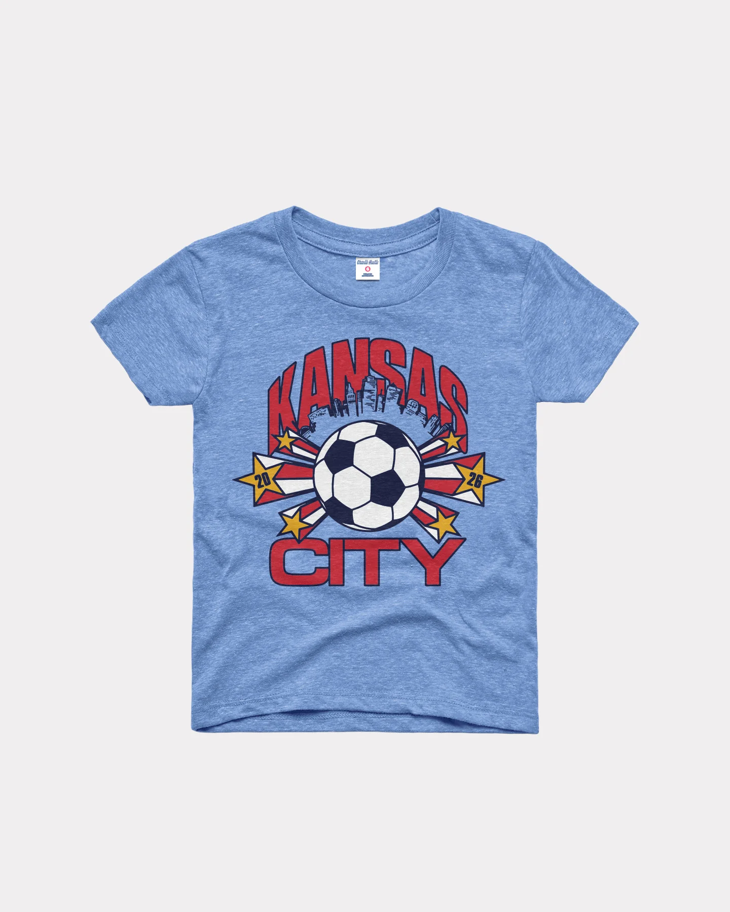 Kids Kansas City Soccer Skyline Blue T-Shirt