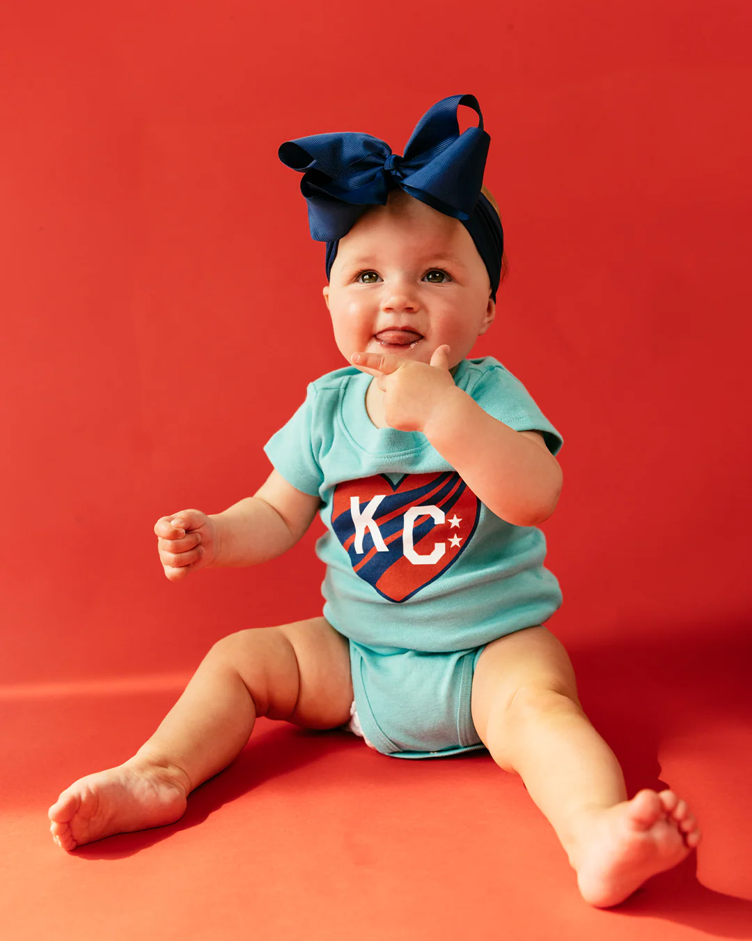 Kids KC Current Heart Teal Onesie - Image 2
