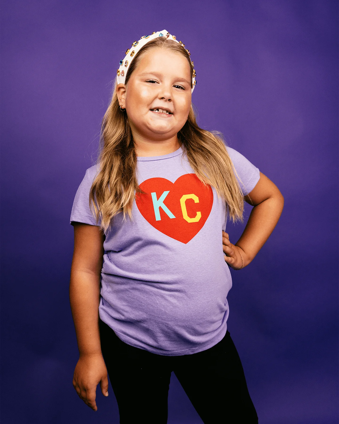 Kids Lavender & Red KC Heart T-Shirt - Image 2