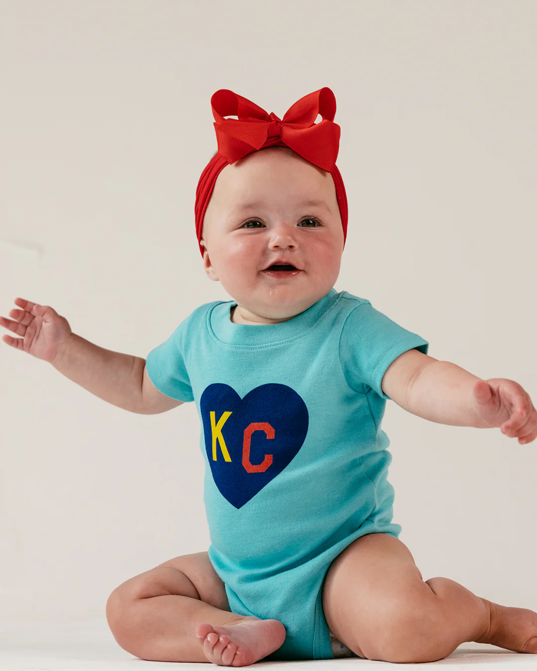 Kids Navy KC Heart Teal Onesie - Image 2
