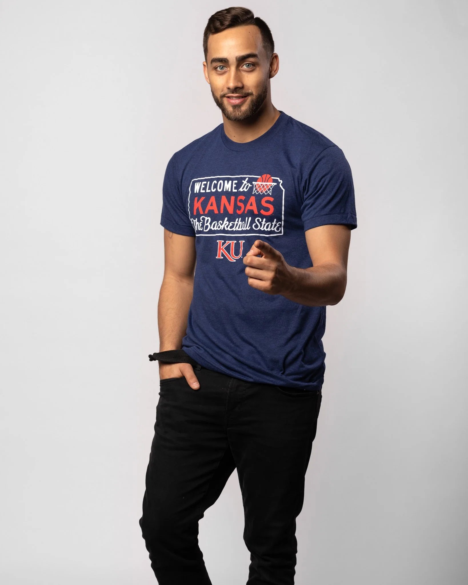 Kansas Jayhawks Basketball State Navy T-Shirt - Image 5