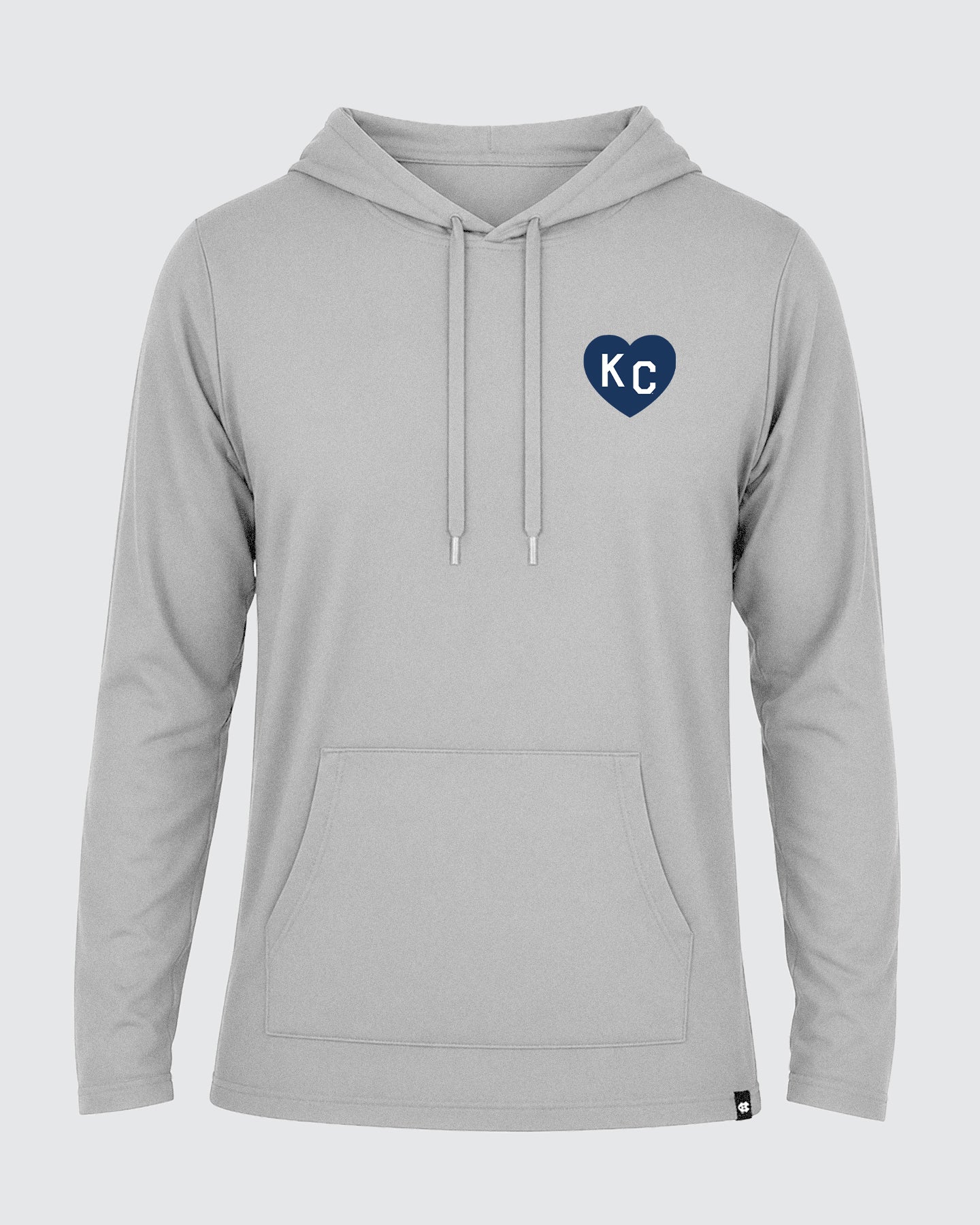 Navy Left Chest KC Heart Grey Lightweight Hoodie