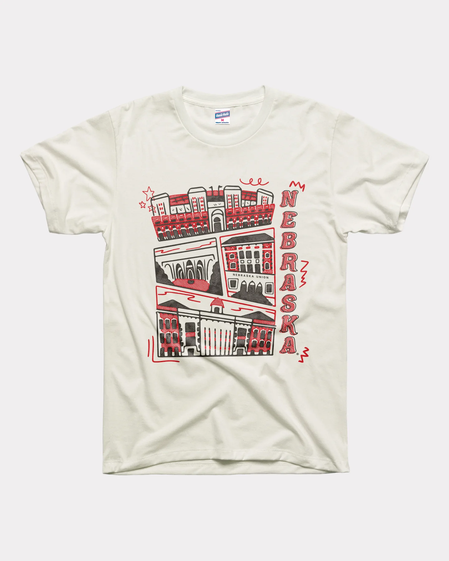 Nebraska Campus Landmarks Vintage White Tee