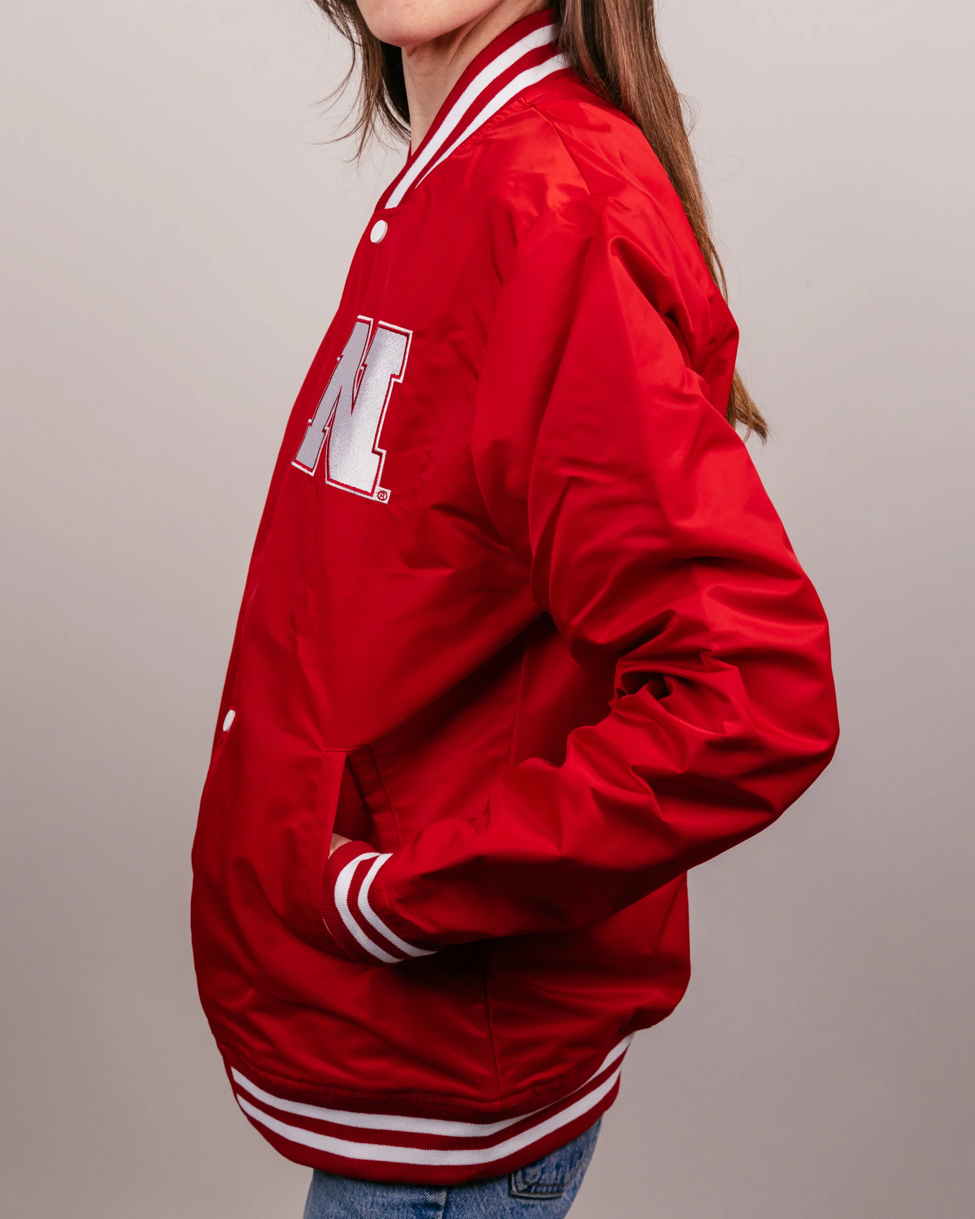 Nebraska Huskers Red Letterman Jacket - Image 4
