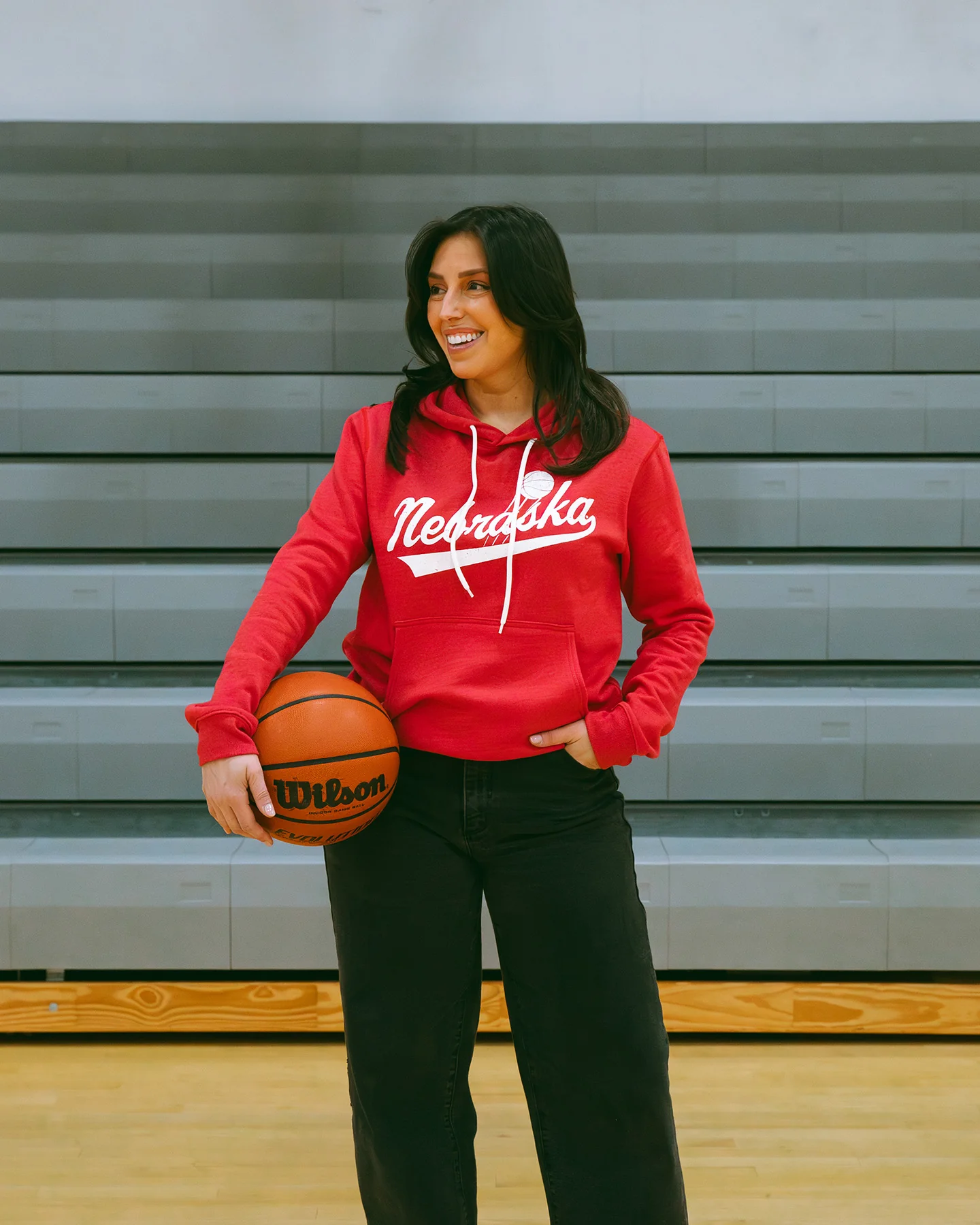 Nebraska Huskers Script Basketball Red Hoodie