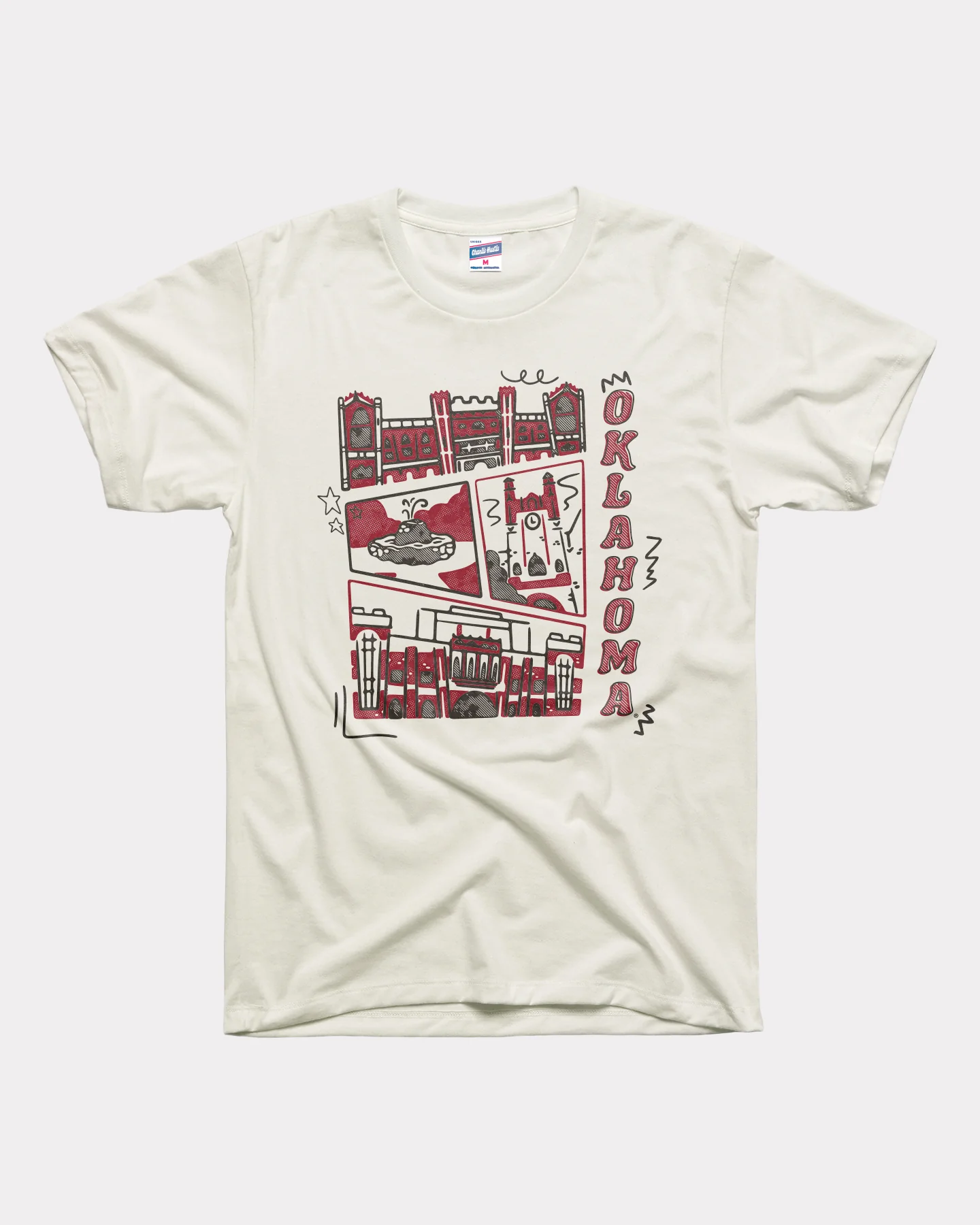 Oklahoma Campus Landmarks Vintage White T-Shirt
