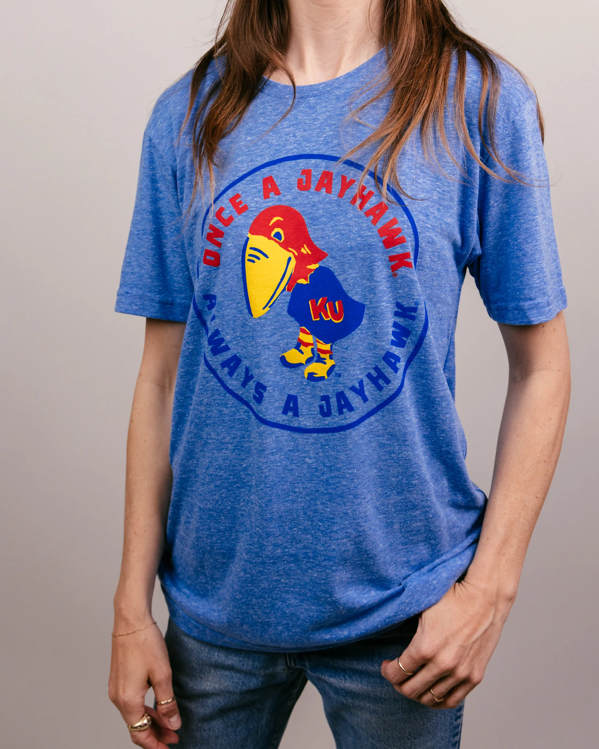 Once a Jayhawk Vintage Blue T-Shirt - Image 2
